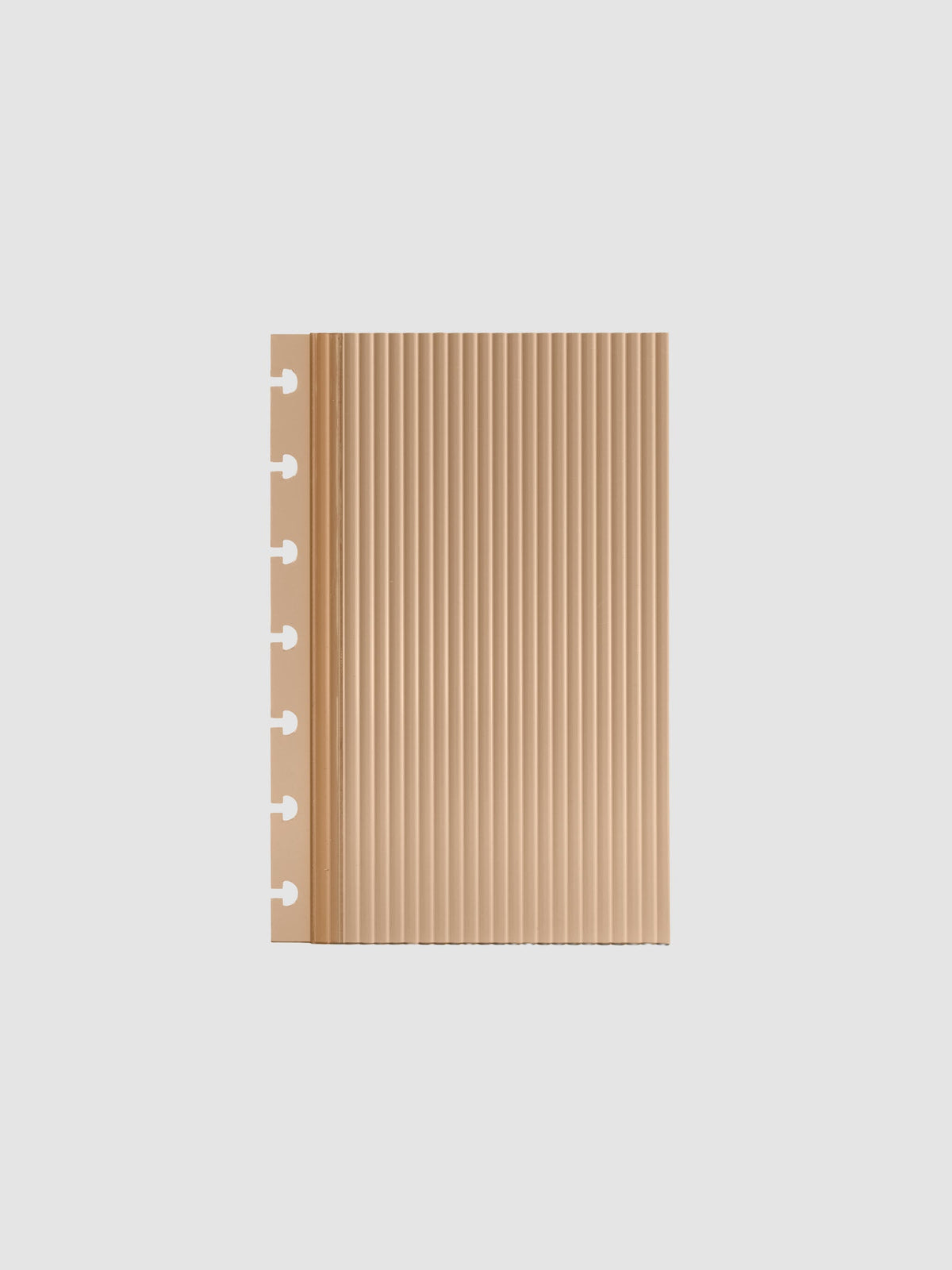 Bisque fluted planner dashboard in HP Mini size, seven disc punch, shown flat on a grey background.