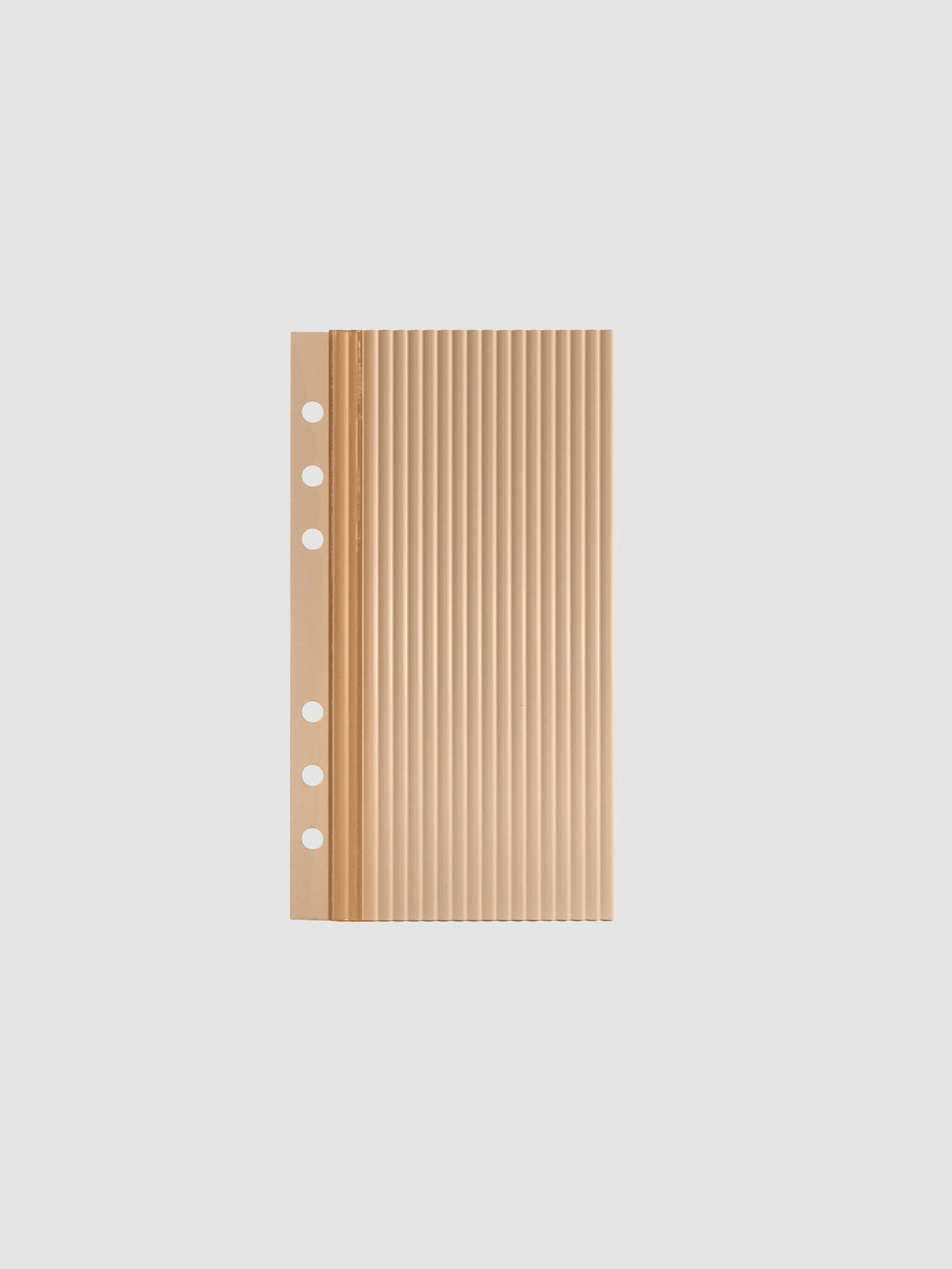 Bisque fluted planner dashboard in Personal size, six ring punch, shown flat on a grey background.