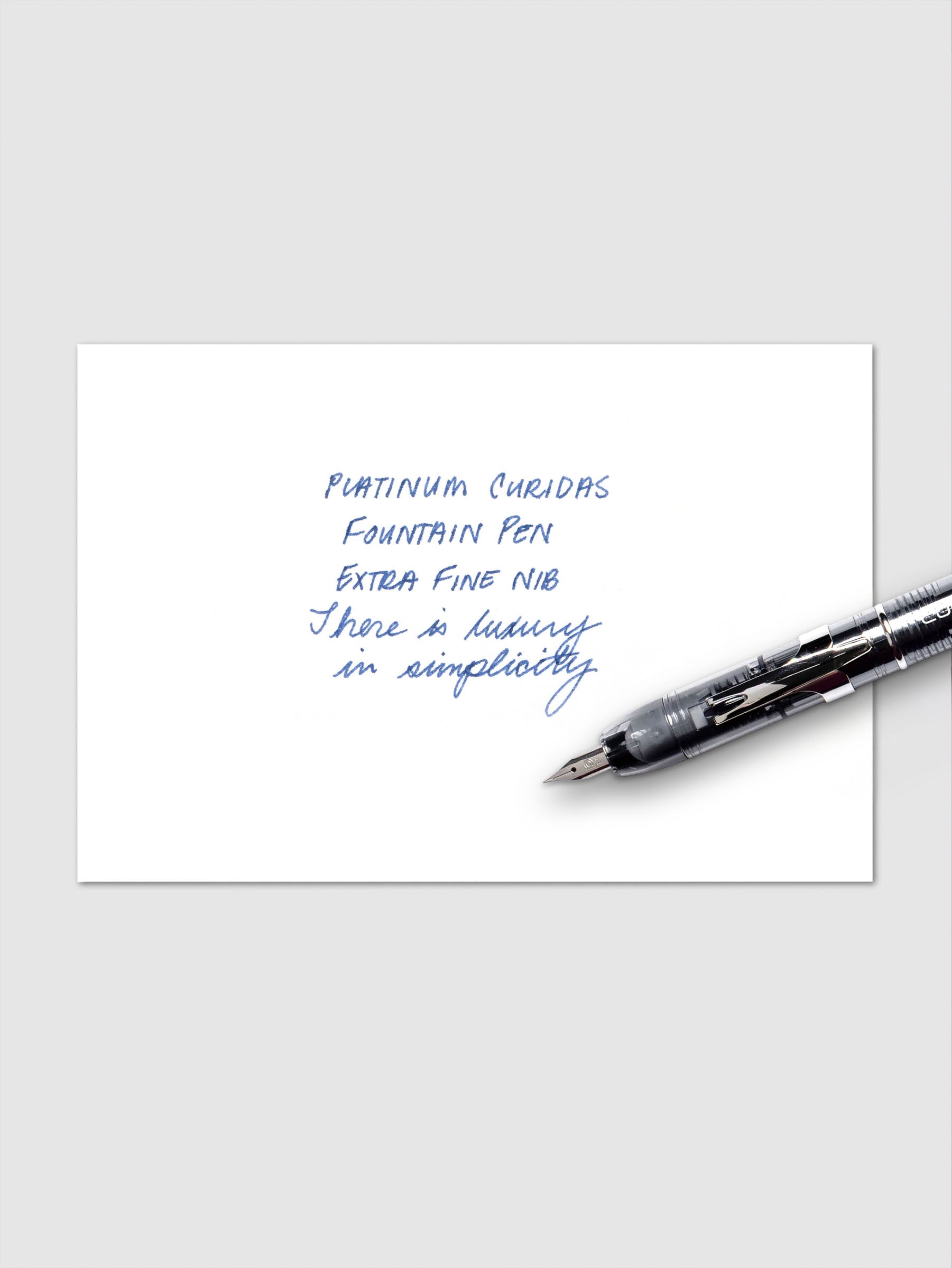 Handwritten sample using the Platinum Curidas Fountain Pen with an Extra Fine Nib.