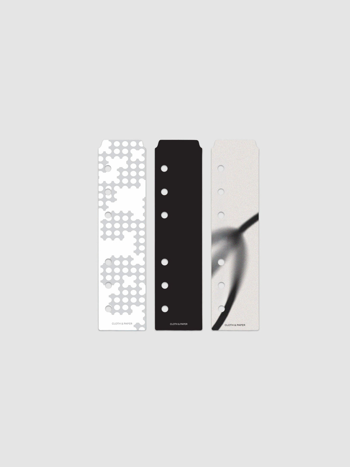 Narrow Page Marker Set in Punched Holes, Blurred Line and Avant Garde, A6, three top tab page markers