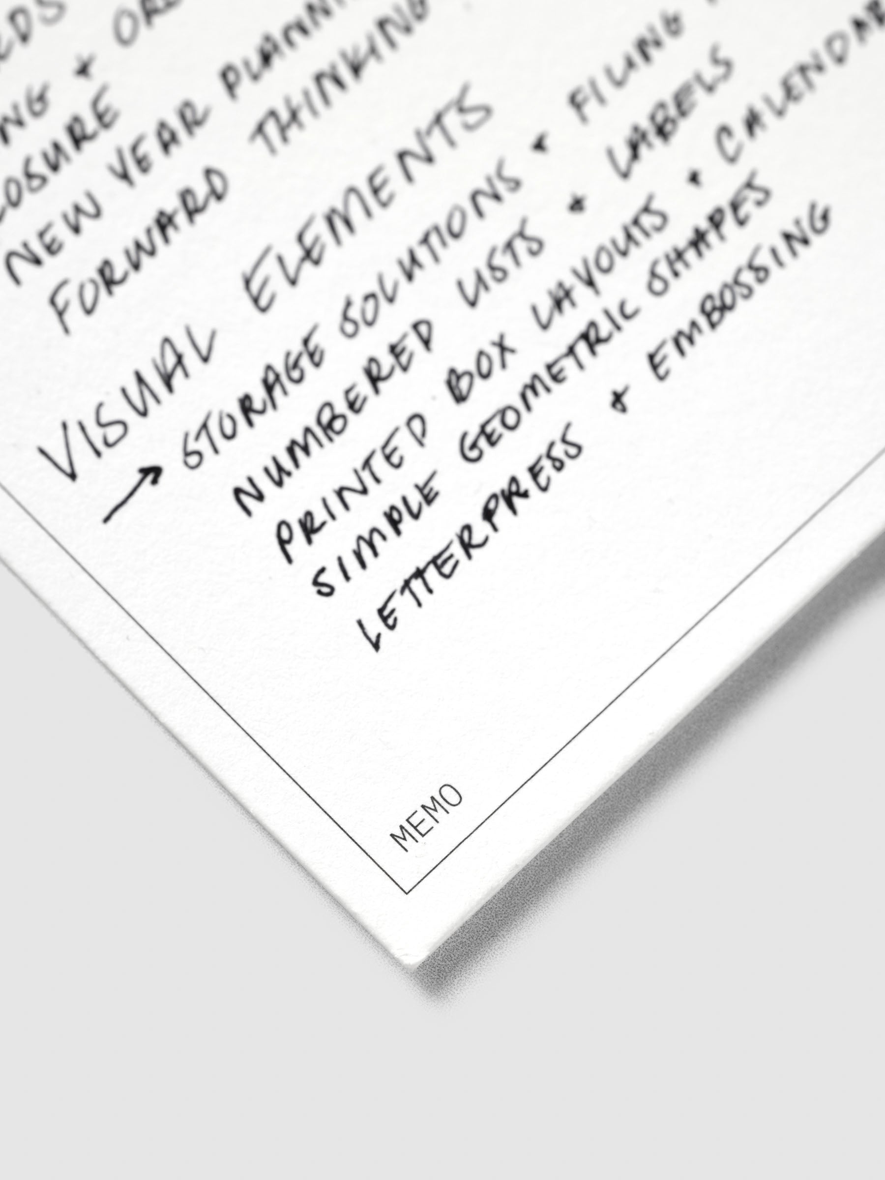 Close up of This Year's Mindset card with handwritten notes as an example.