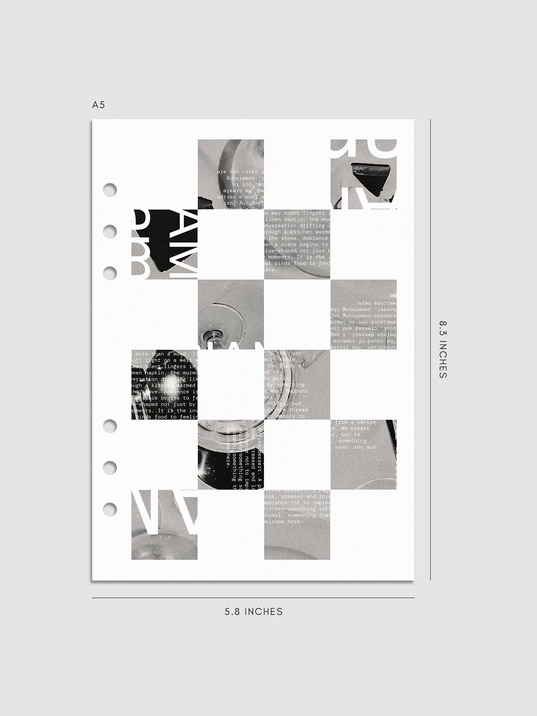 Digital mockup of insert in A5