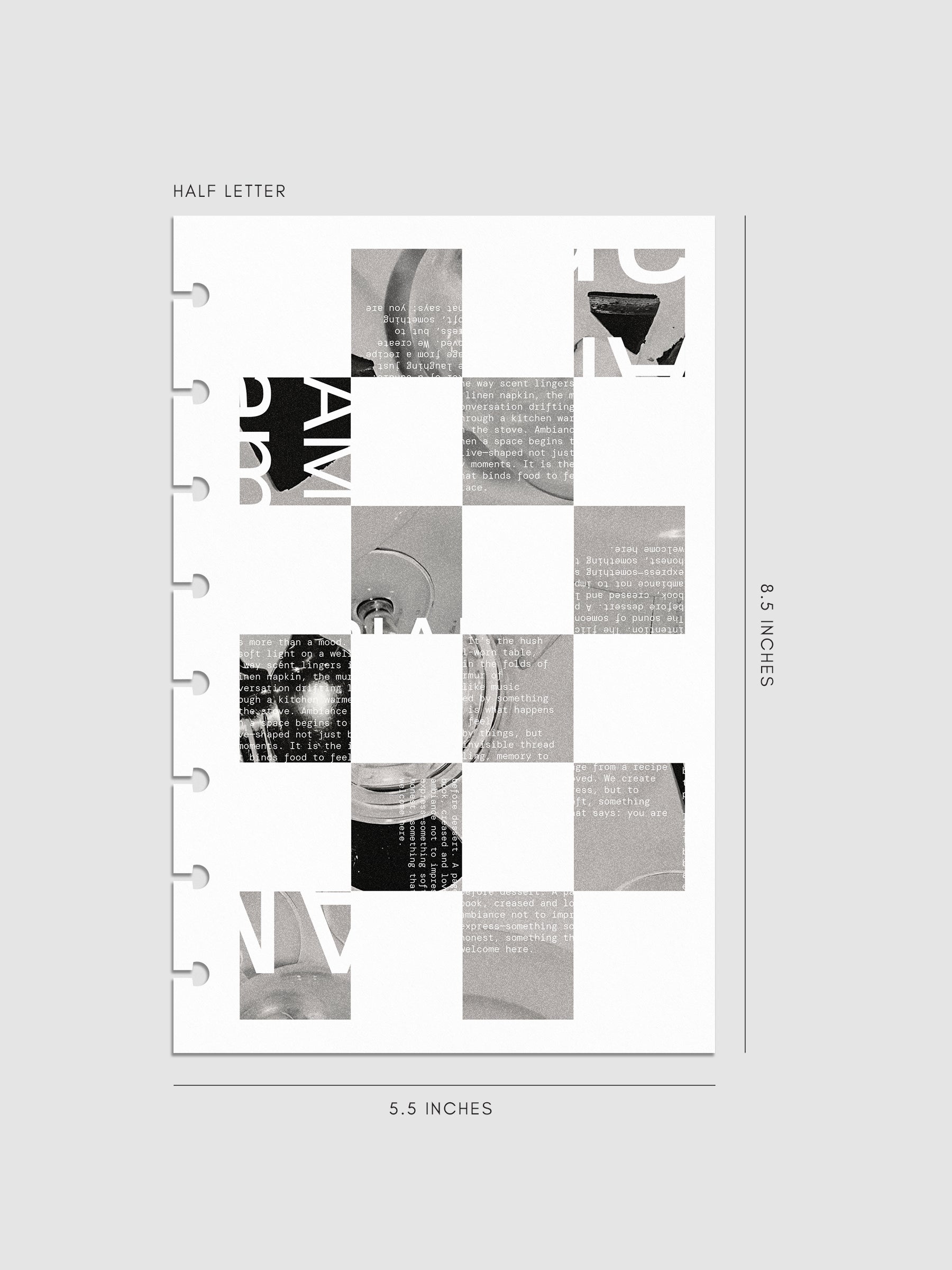 Digital mockup of insert in Half Letter