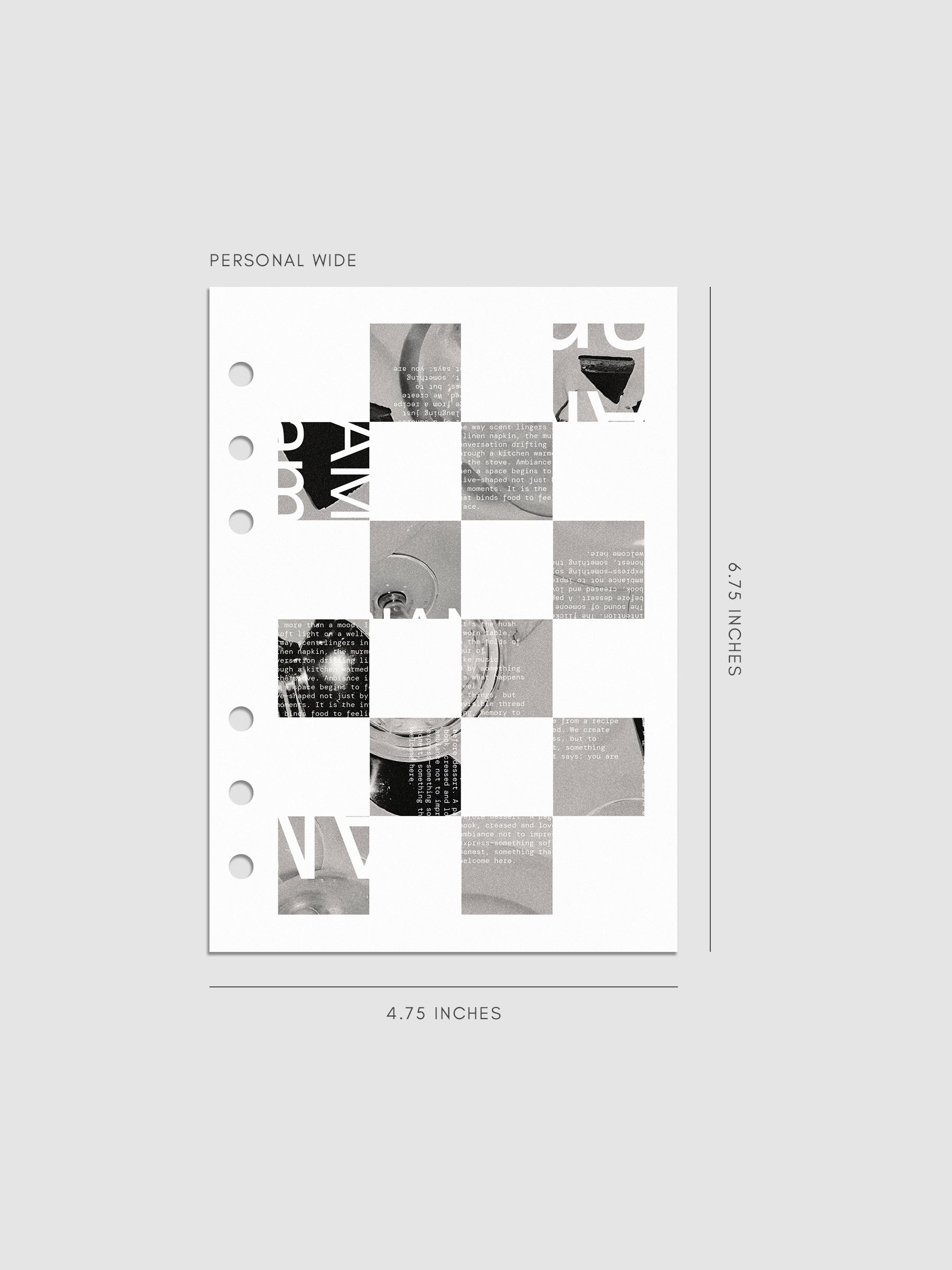 Digital mockup of insert in Personal Wide