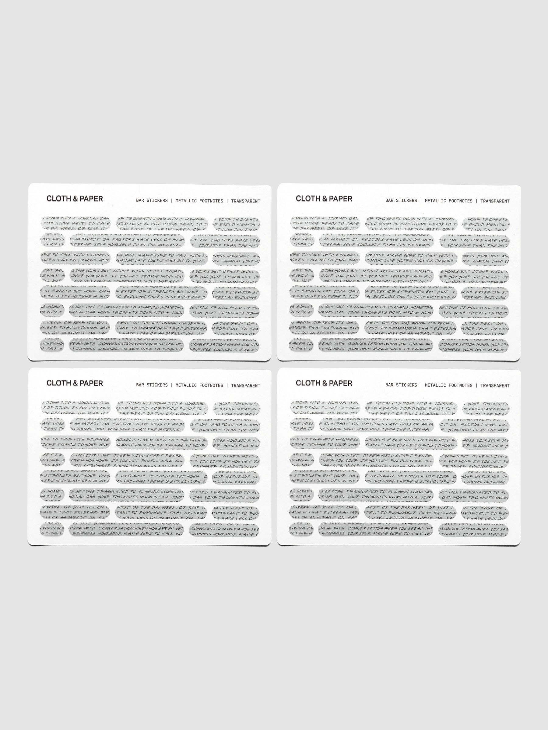 Four sheets of Bar Stickers | Footnotes.