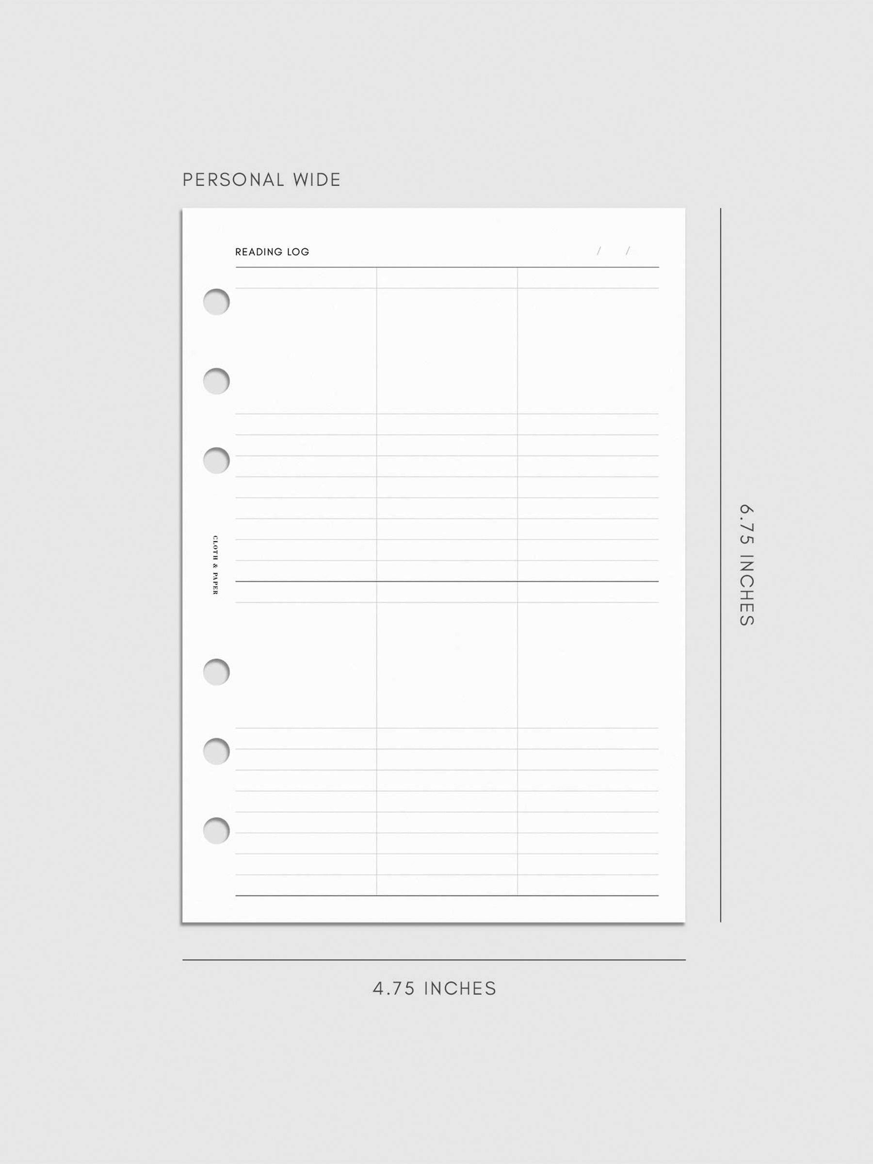 Digital mockup of insert in Personal Wide.