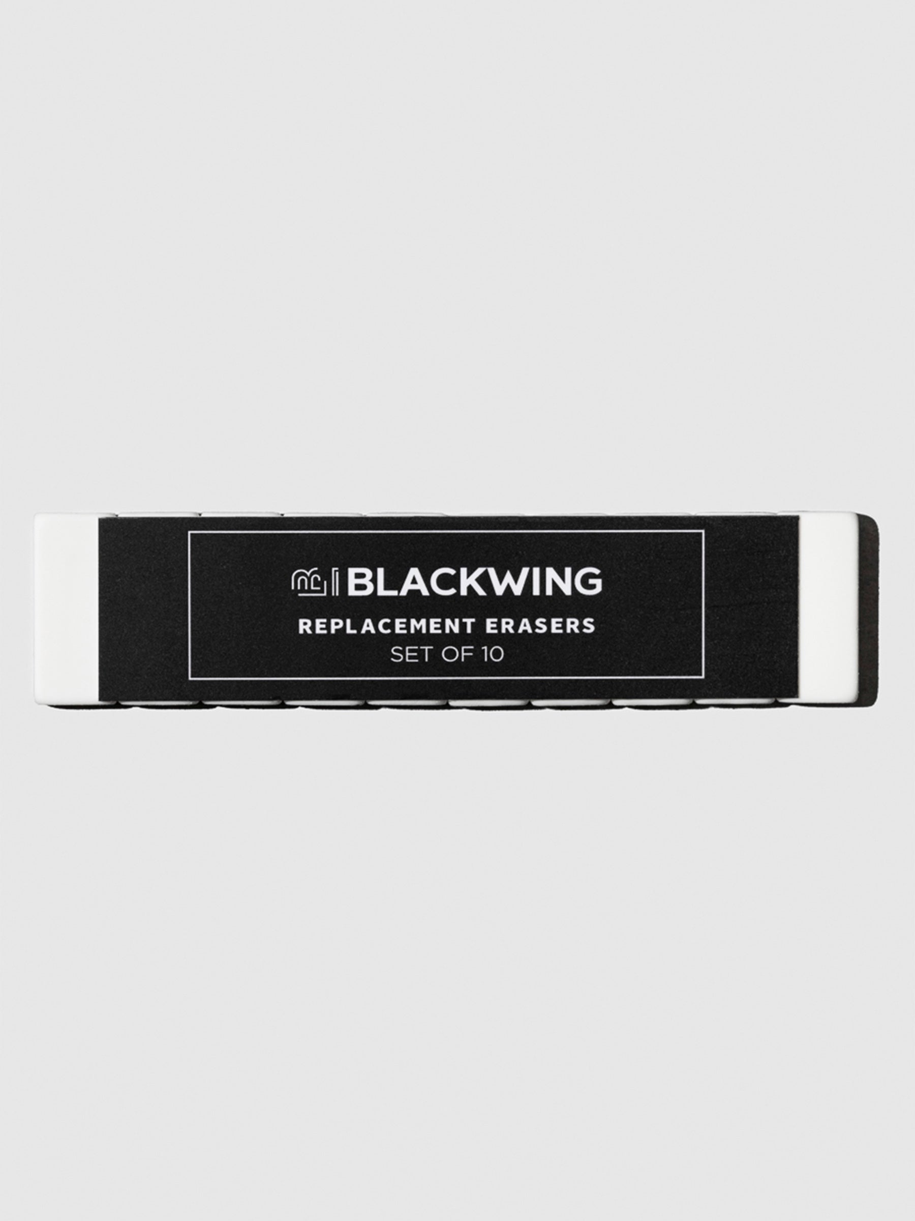 The image shows the white color variant of a set of 10 blackwing replacement erasers.