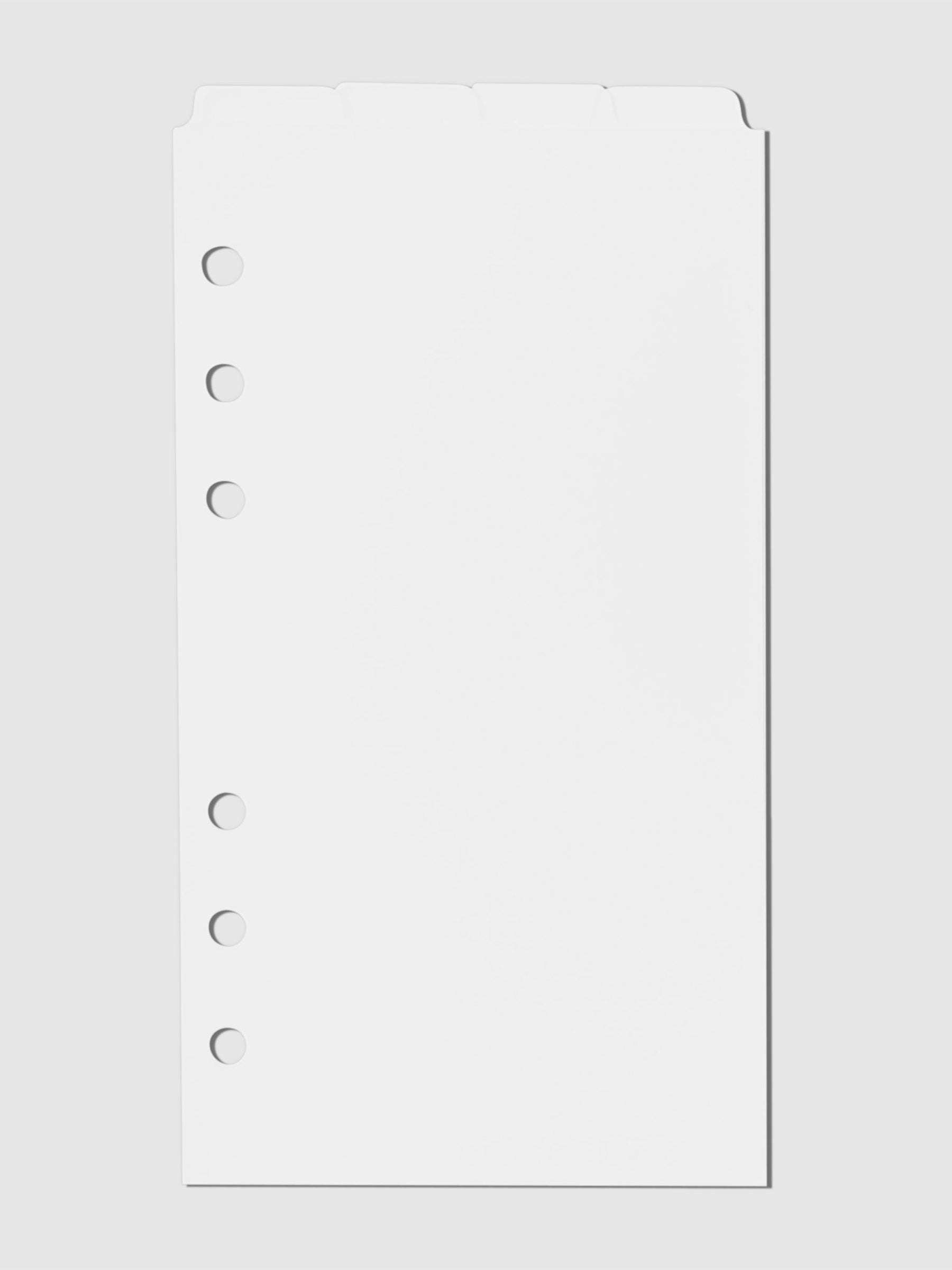 Blank Top Tab Planner Dividers, Low Profile, Matte, Personal size. Cloth and Paper. Dividers displayed on a neutral background.