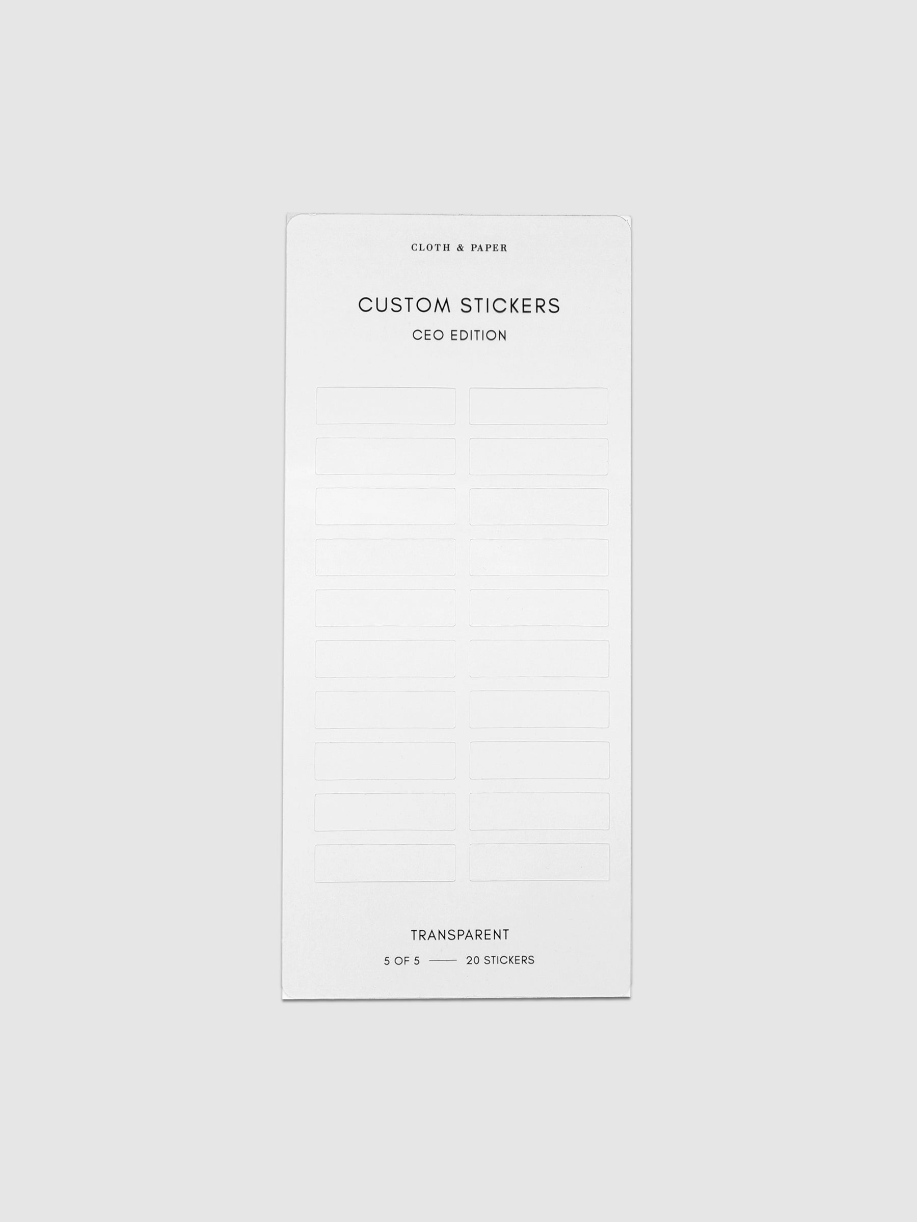 Label stickers in their packaging. Labels shown are blank and customizable.