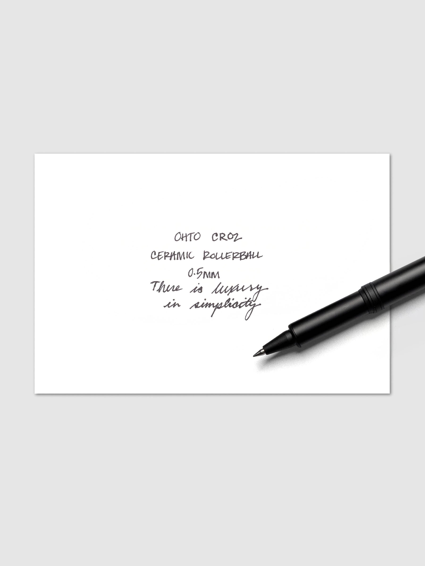 OHTO CR02 Ceramic Rollerball Pen | 0.5 mm writing sample with black pen.