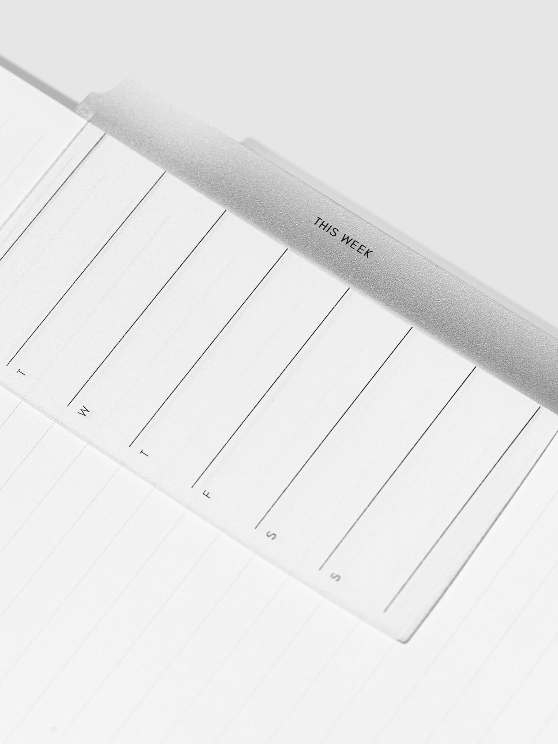 Closeup of This Week tab shown in use inside a notebook.