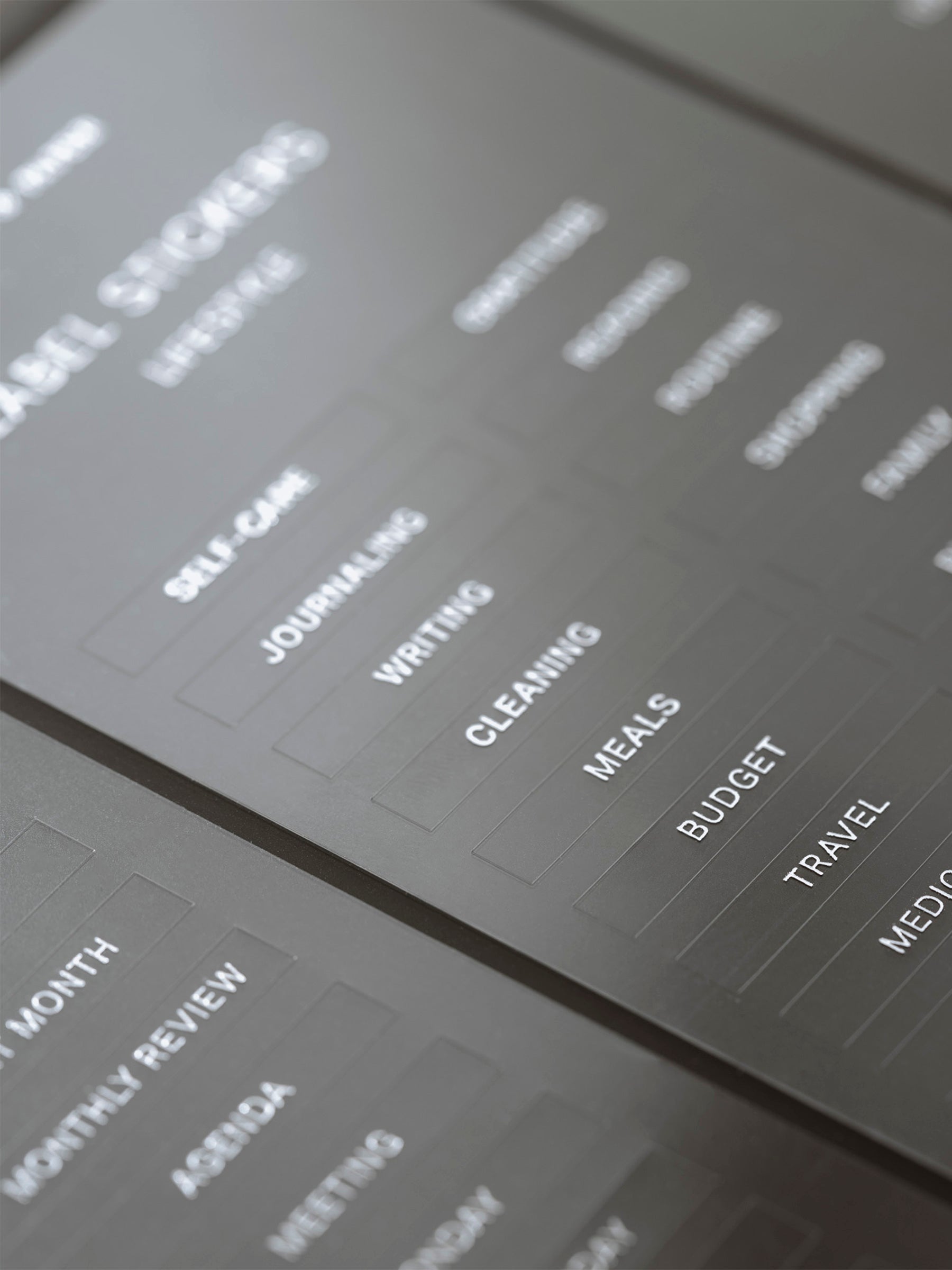 Zoomed in photo of the Clear Label Stickers highlighting one section of the sticker sheet