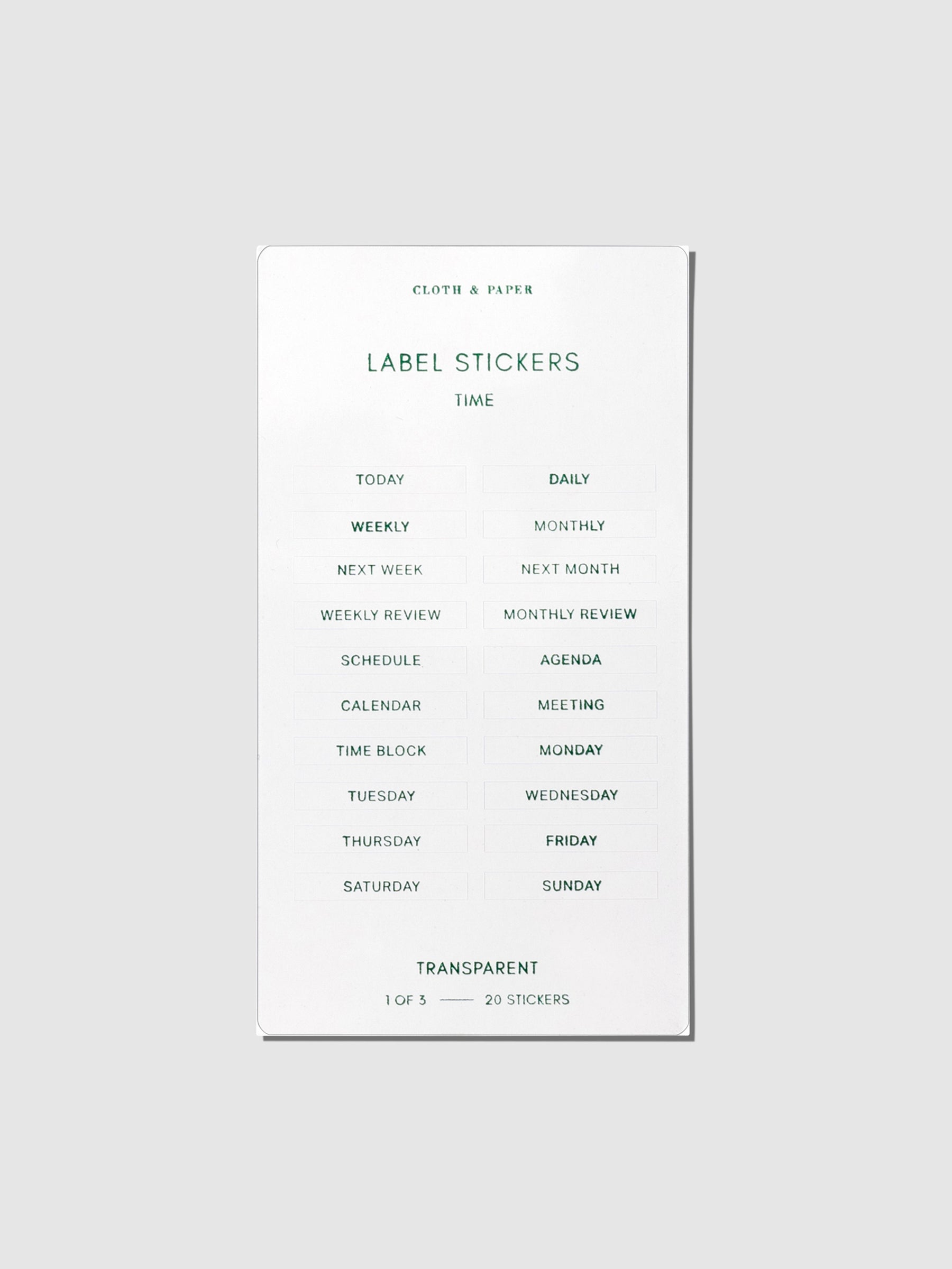 Stickers displayed on a neutral background. Sticker theme is time.