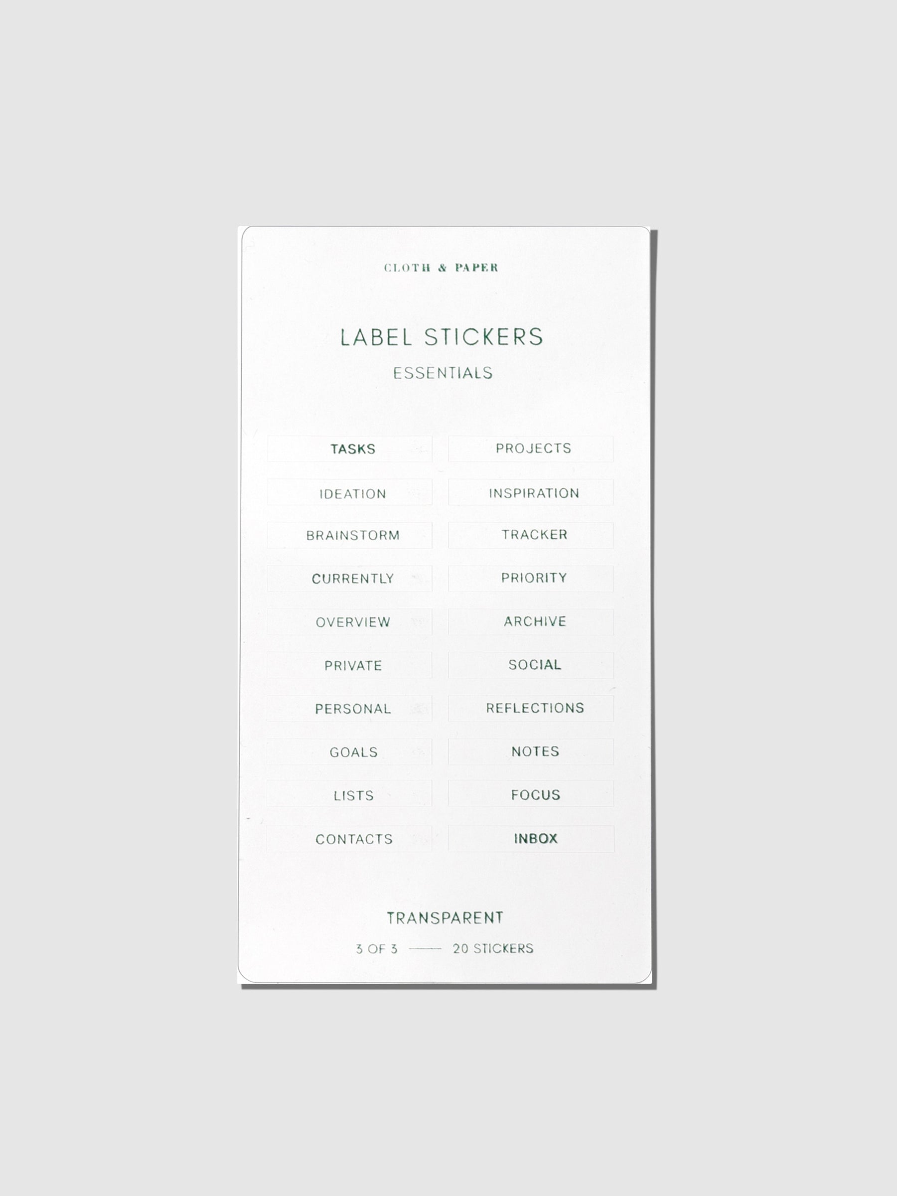 Stickers displayed on a neutral background. Sticker theme is essentials.