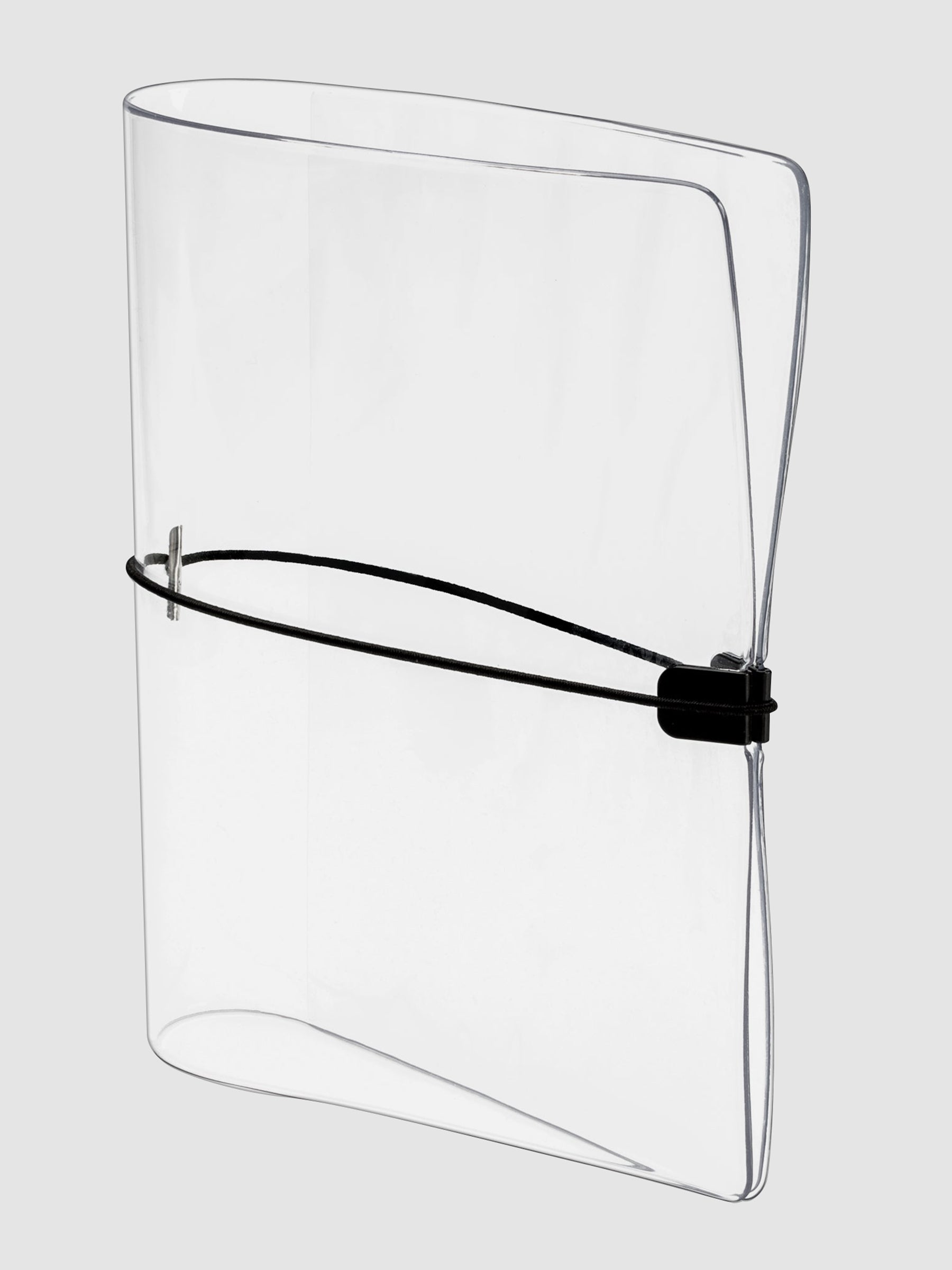 Clear vinyl cover stood up against a neutral background.