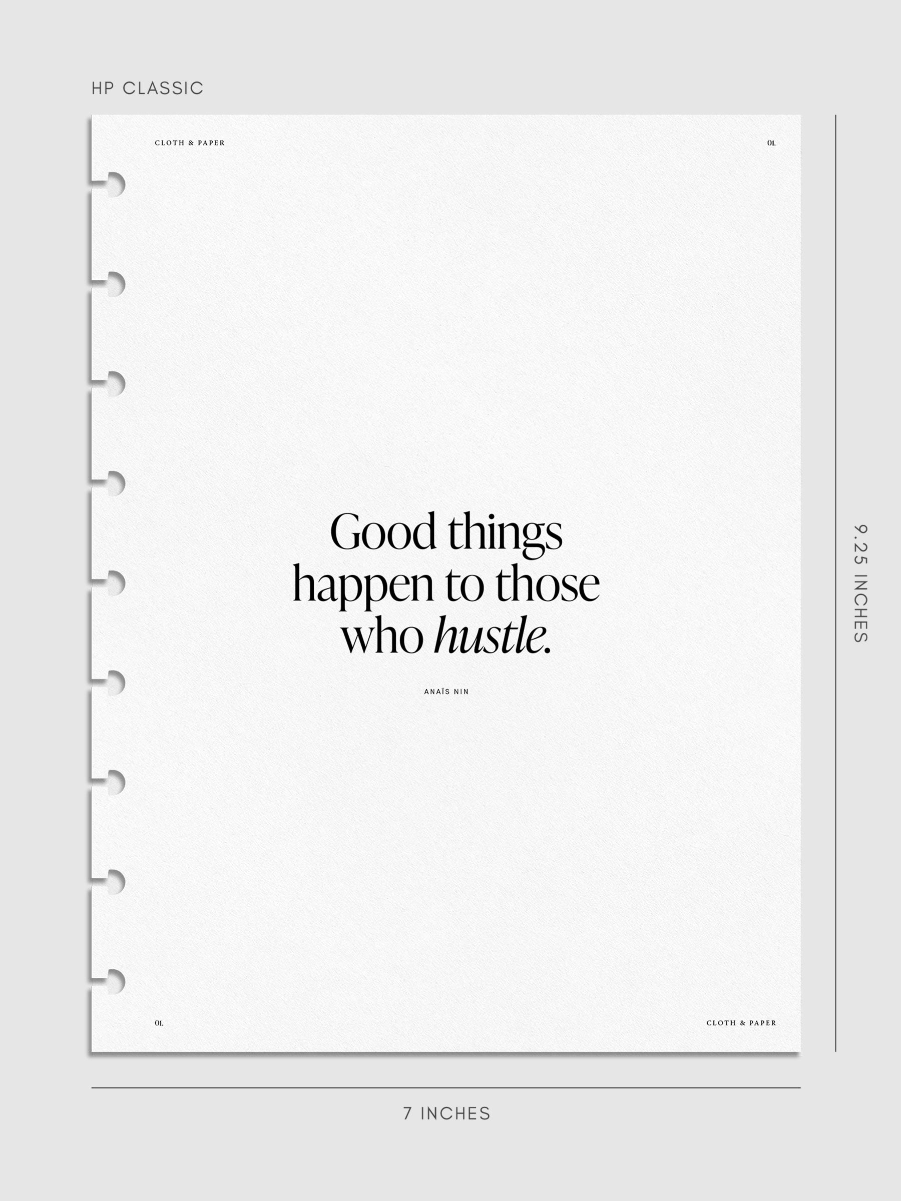 Creative Planning Insert Bundle, Cloth and Paper. Digital mockup of insert cover in HP Classic sizing.