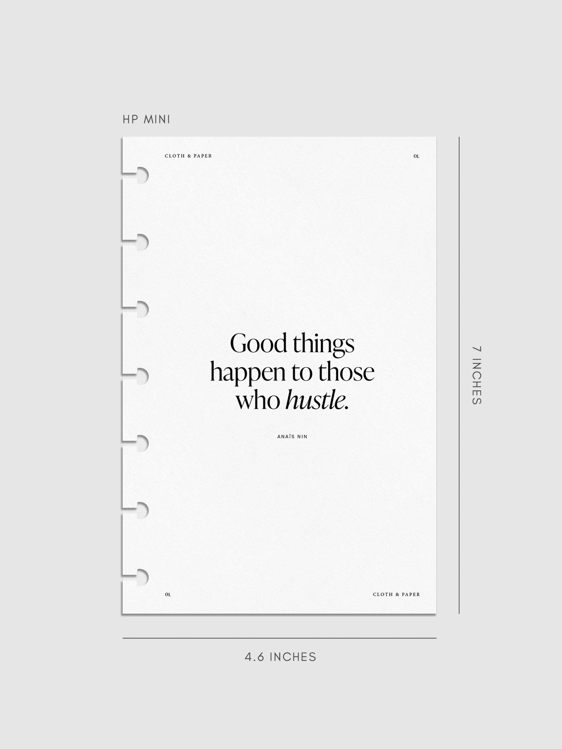 Creative Planning Insert Bundle, Cloth and Paper. Digital mockup of insert cover in HP Mini sizing.