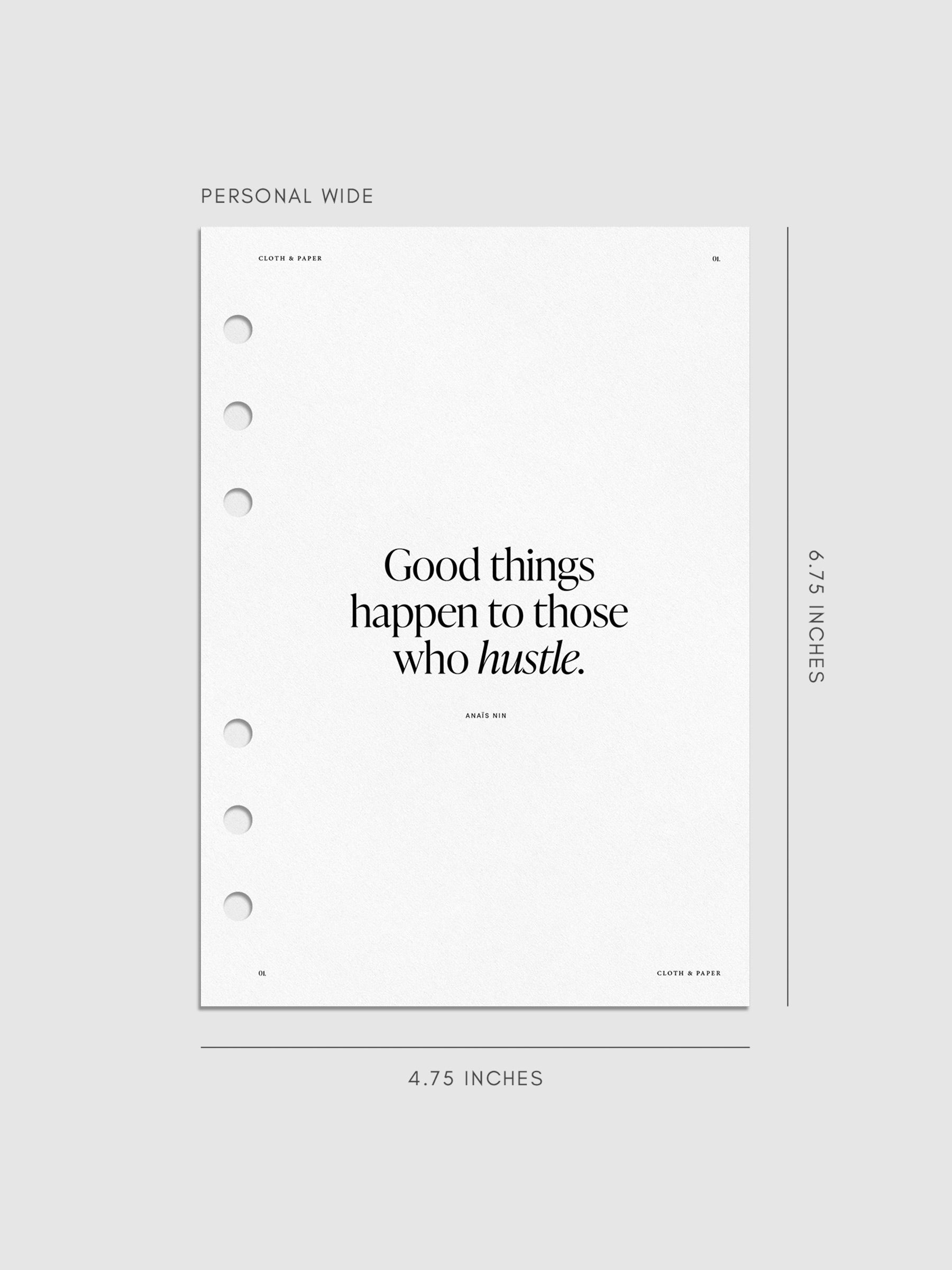 Creative Planning Insert Bundle, Cloth and Paper. Digital mockup of insert cover in Personal Wide sizing.