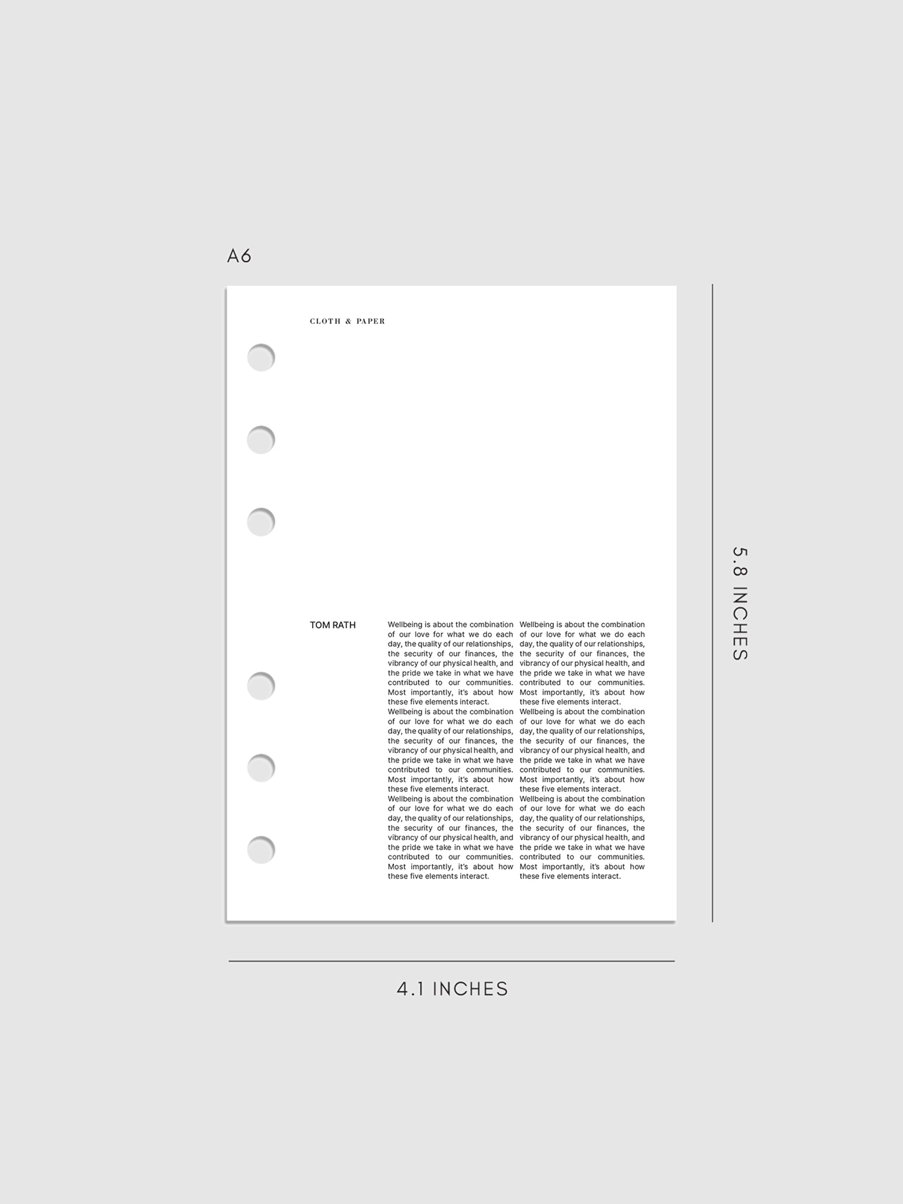 A6 Crosshatch Planner Dashboard displayed on a neutral background.
