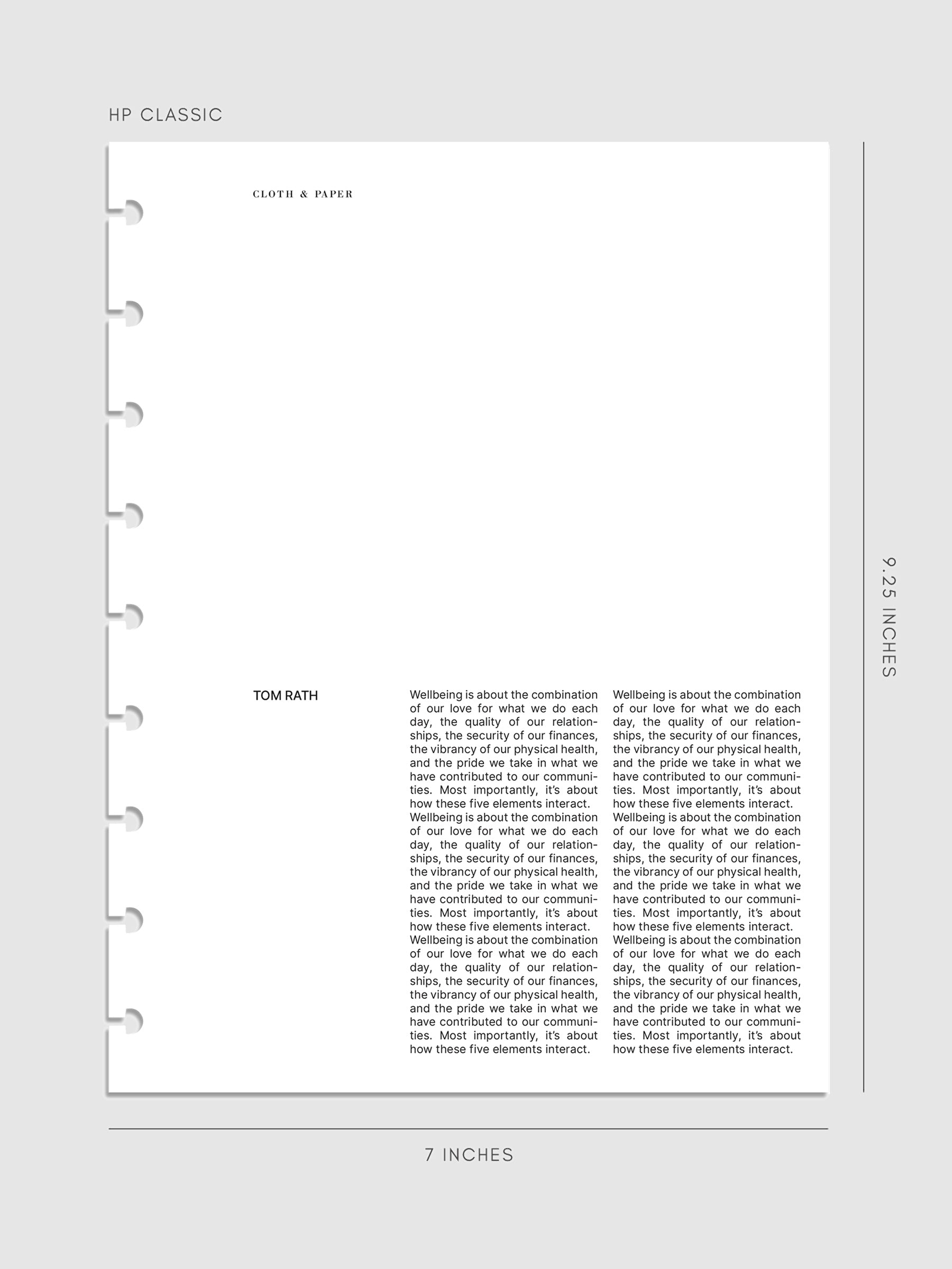 HP Classic Crosshatch Planner Dashboard displayed on a neutral background.