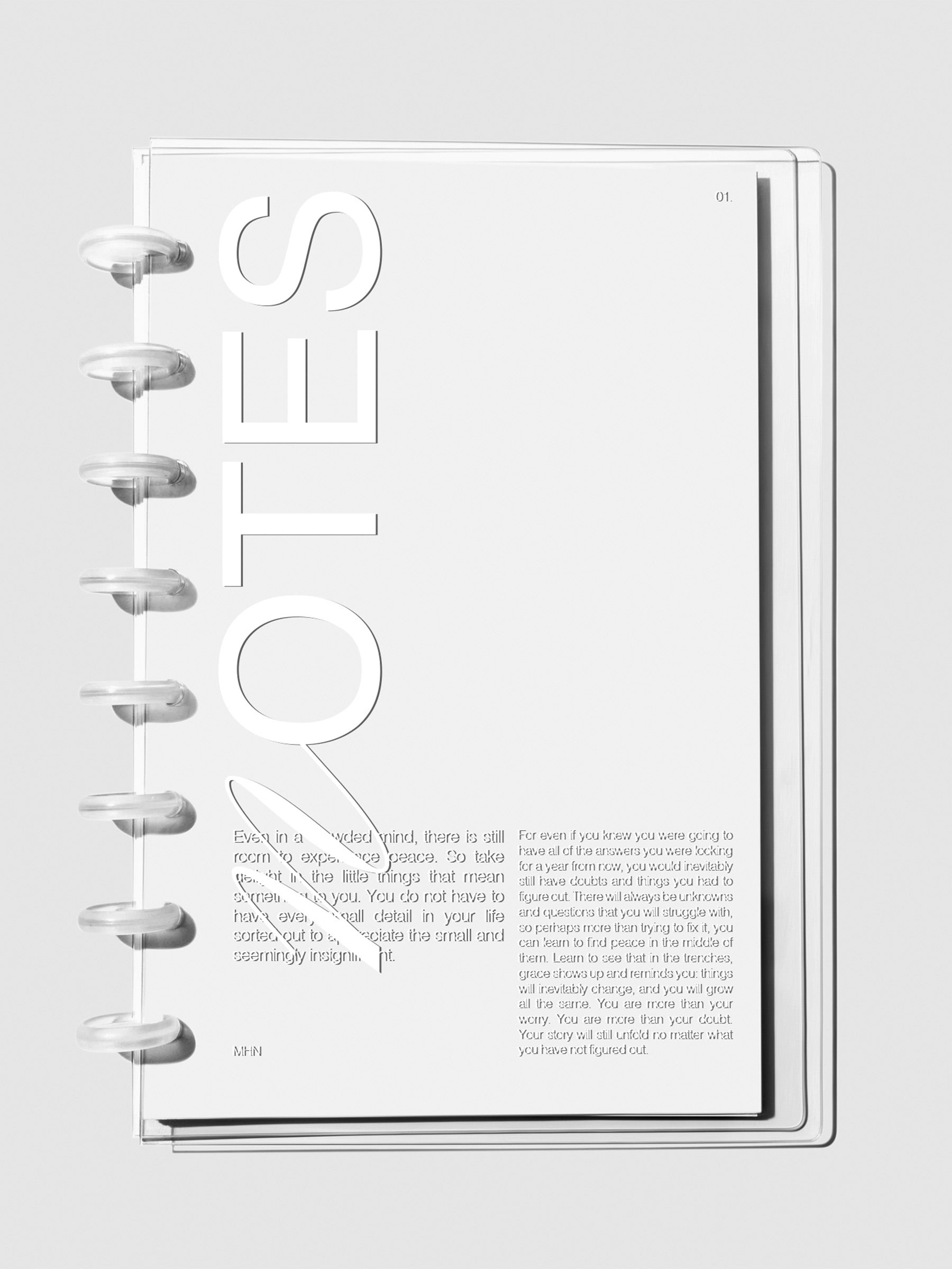 Crystal Clear Discbound Notebook Cover Notes in use with clear rings.