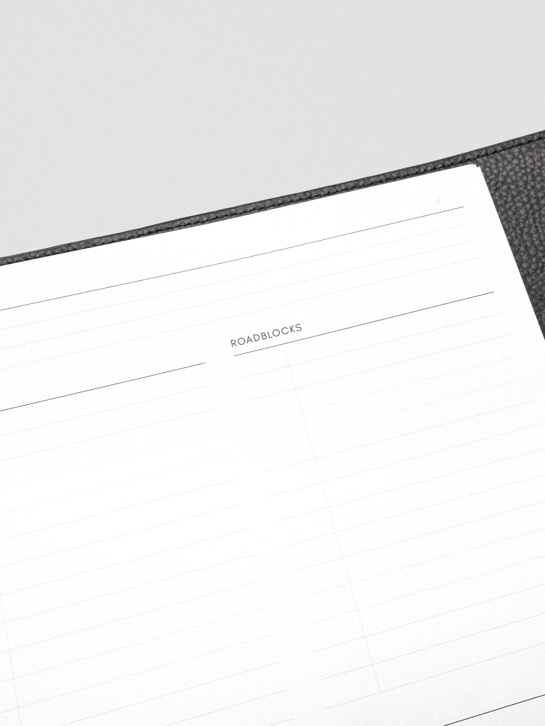 Close up of the Daily intention Planner Inserts showing the header and section for Roadblocks.