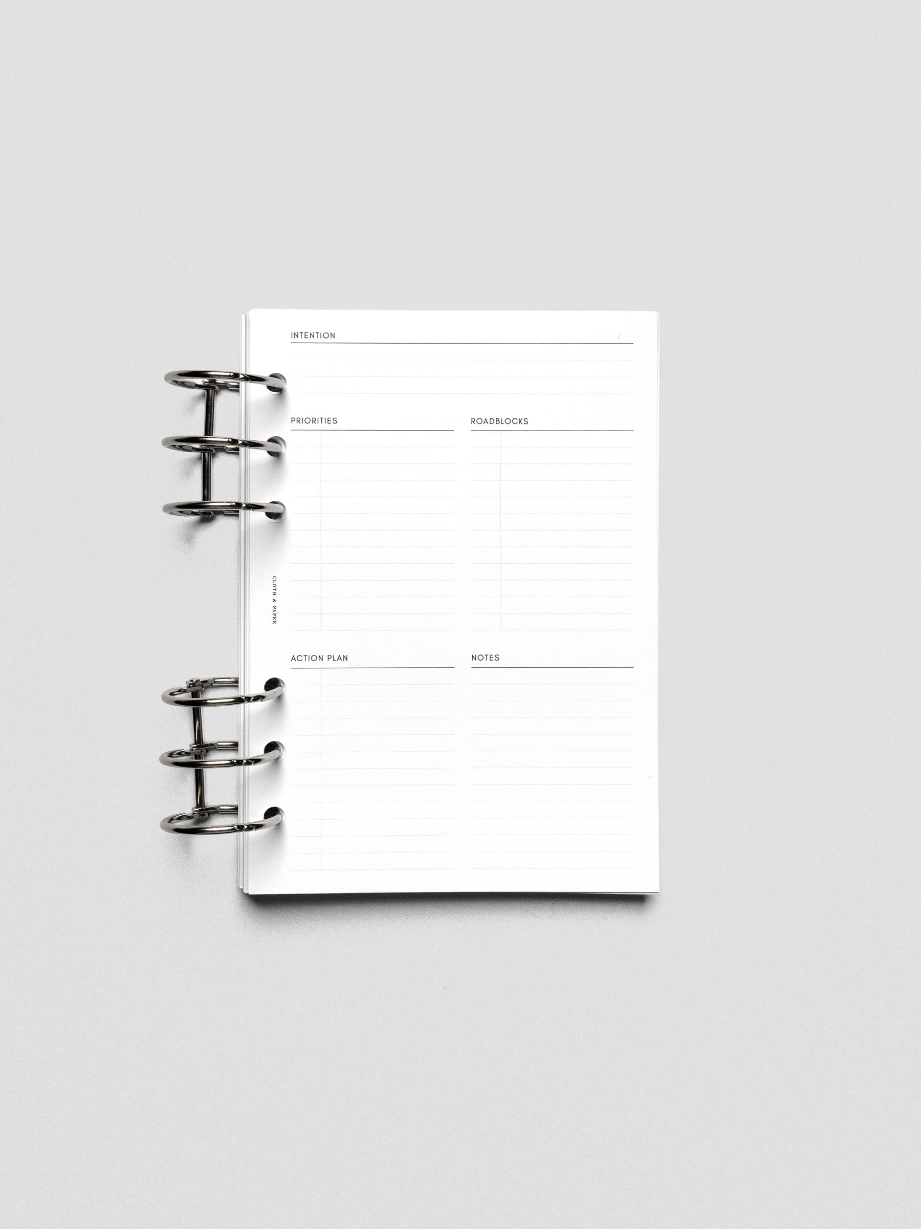 Daily Intention Planner Inserts show blank in Personal Wide size ring bound.