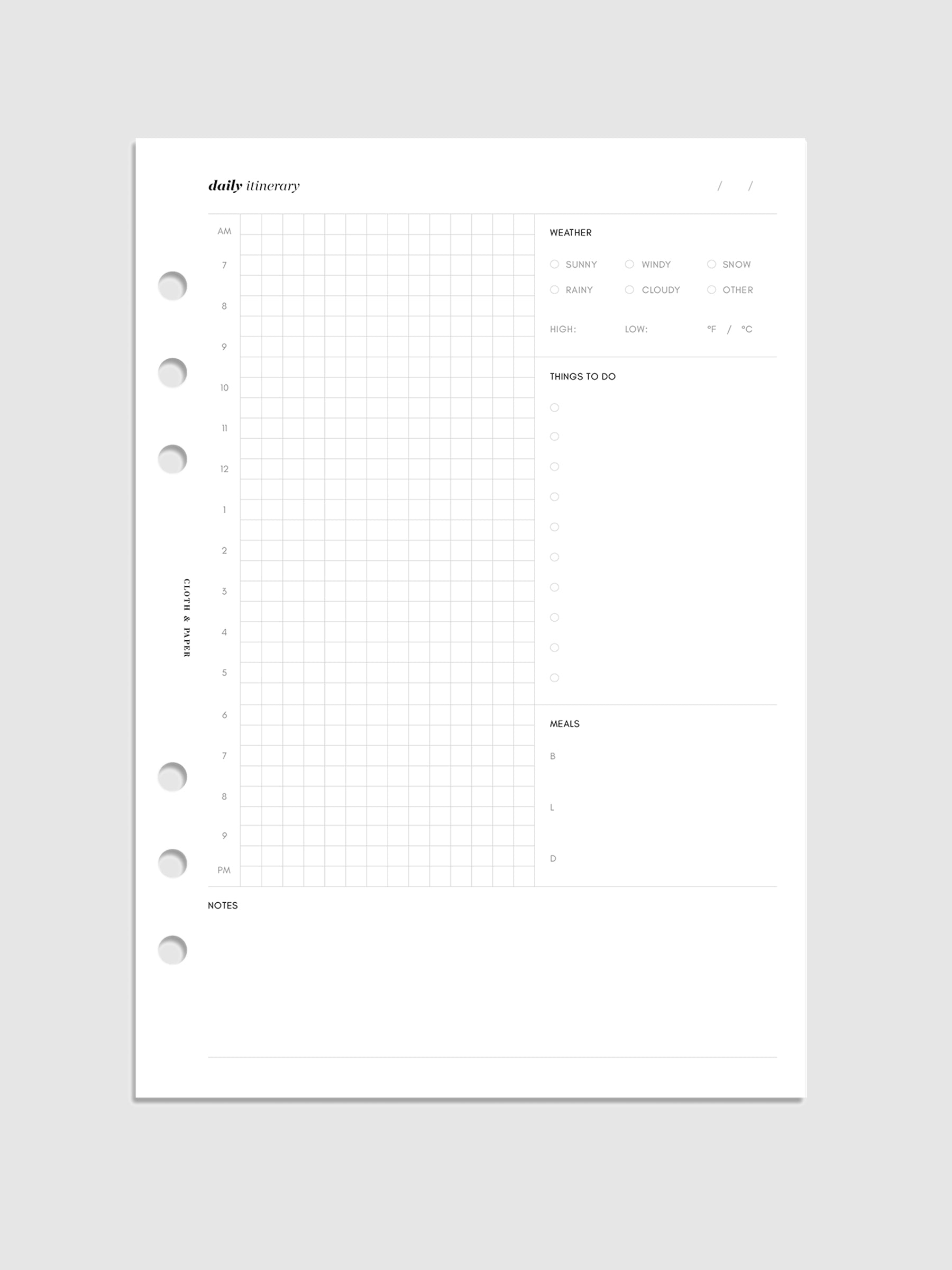 Daily Itinerary Inserts