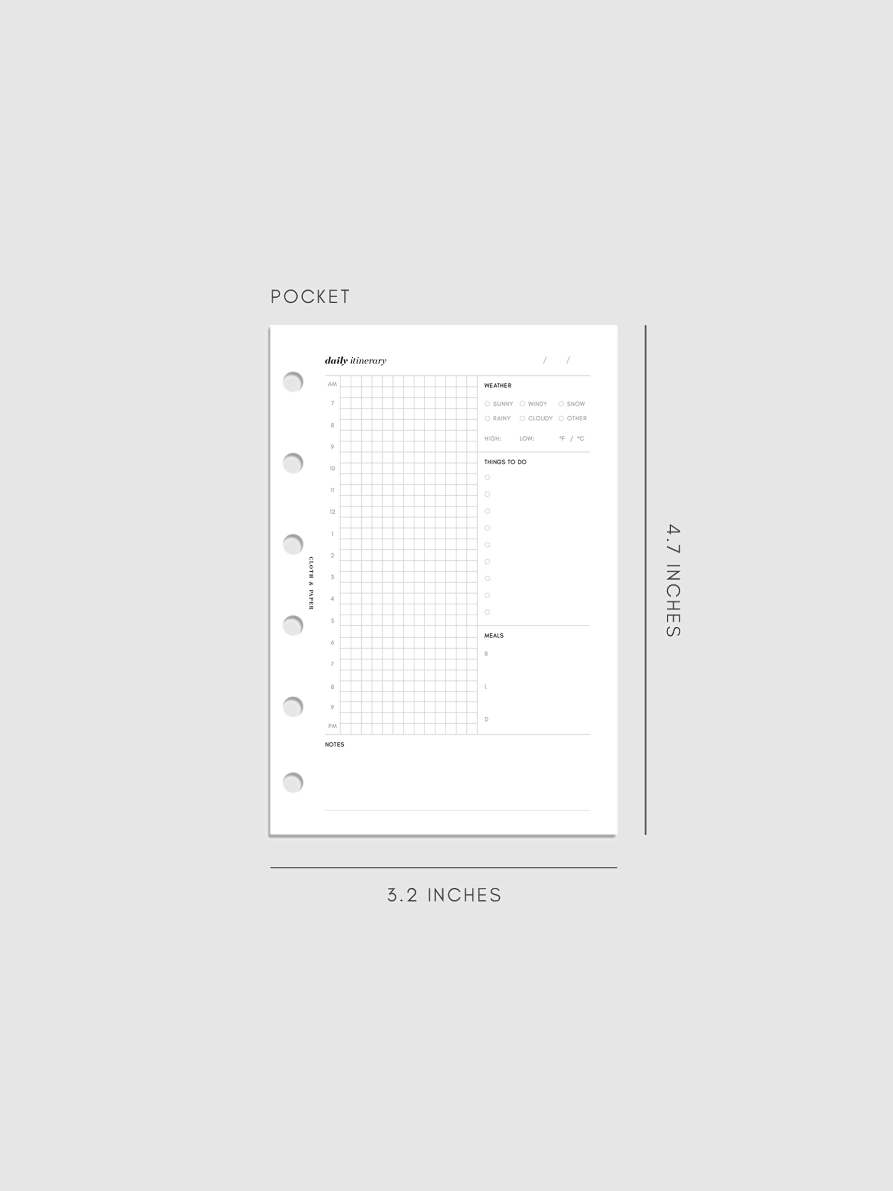 Pocket Daily Itinerary Inserts