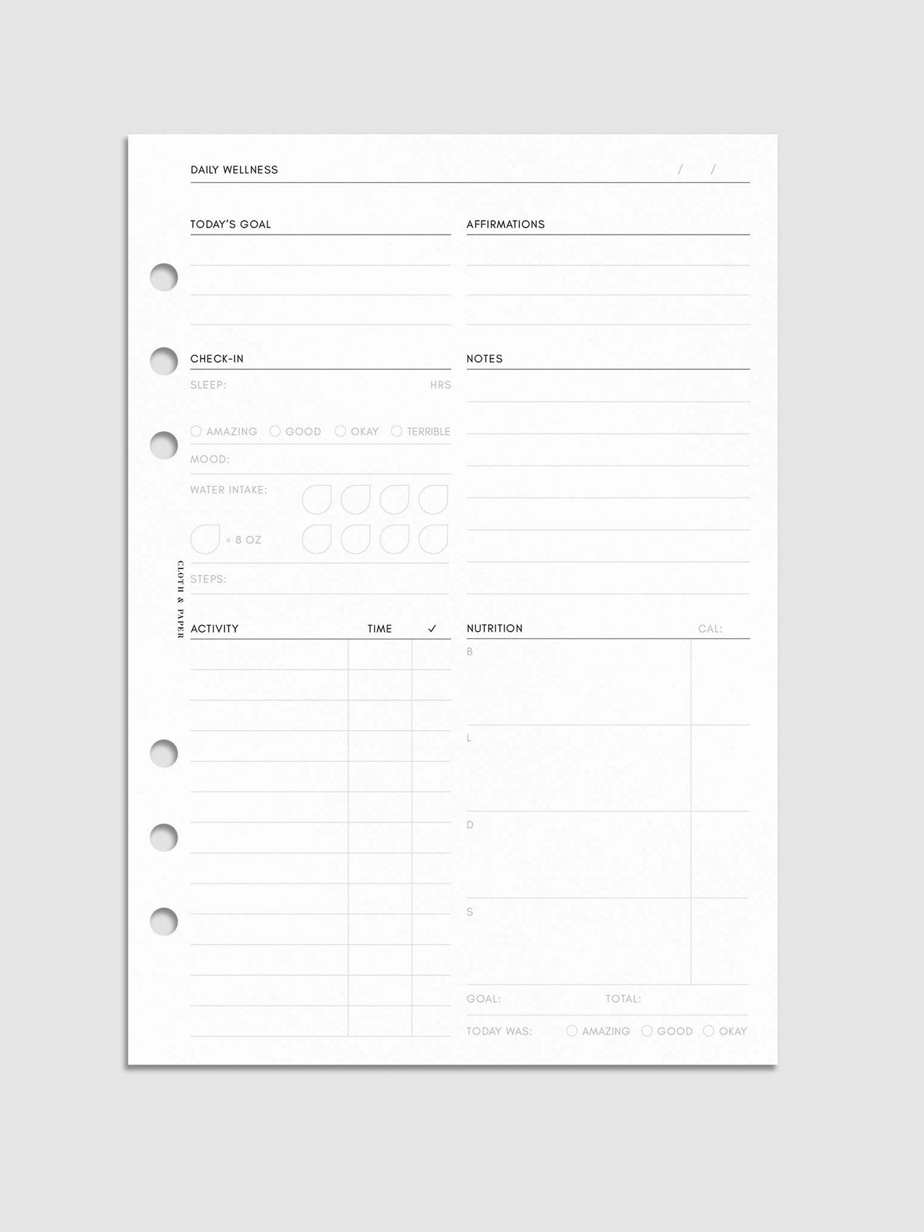 Digital mockup of insert in A5.