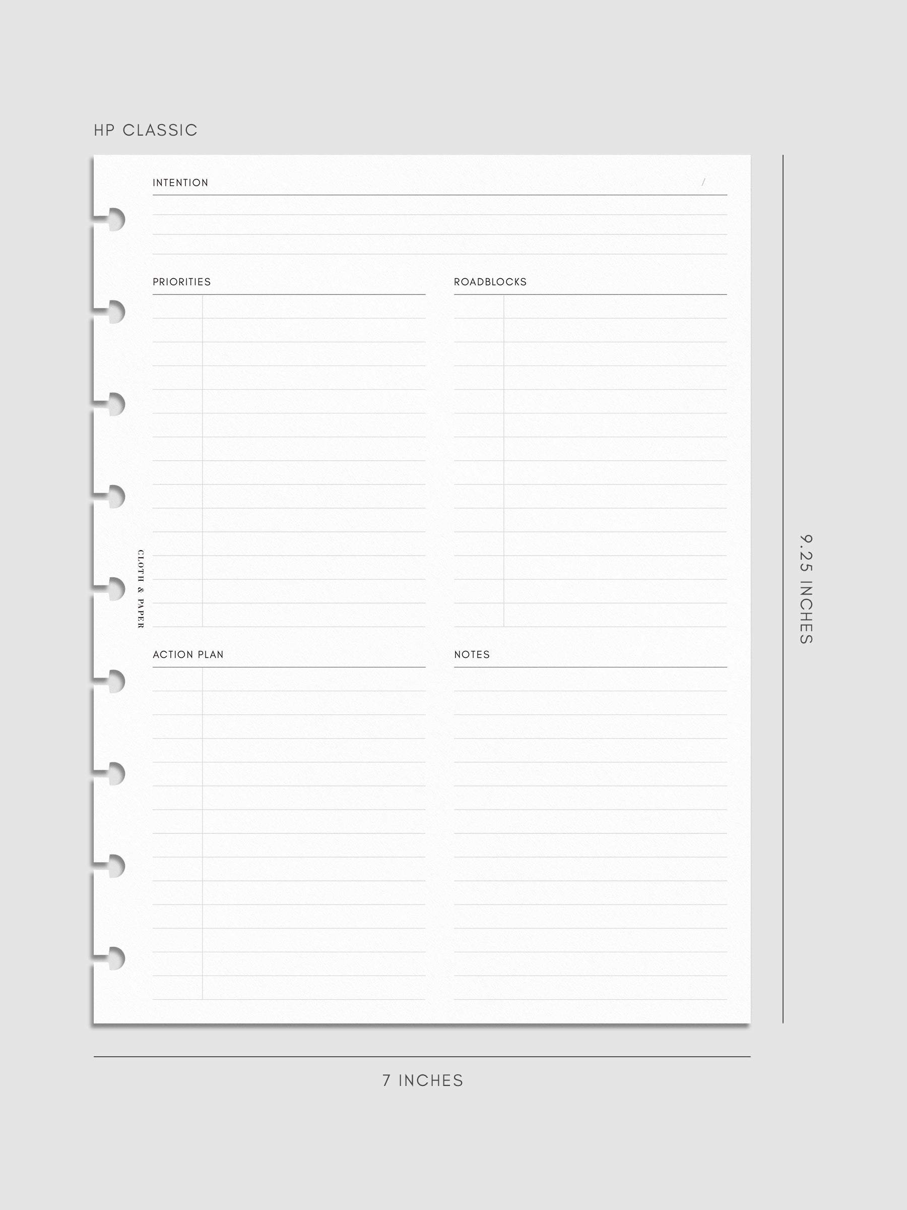 Daily Intention Planner Inserts | HP Classic