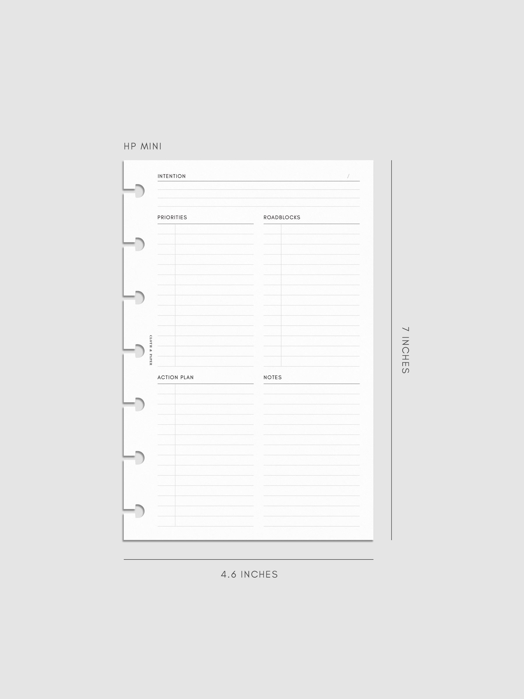 Daily Intention Planner Inserts | HP Mini