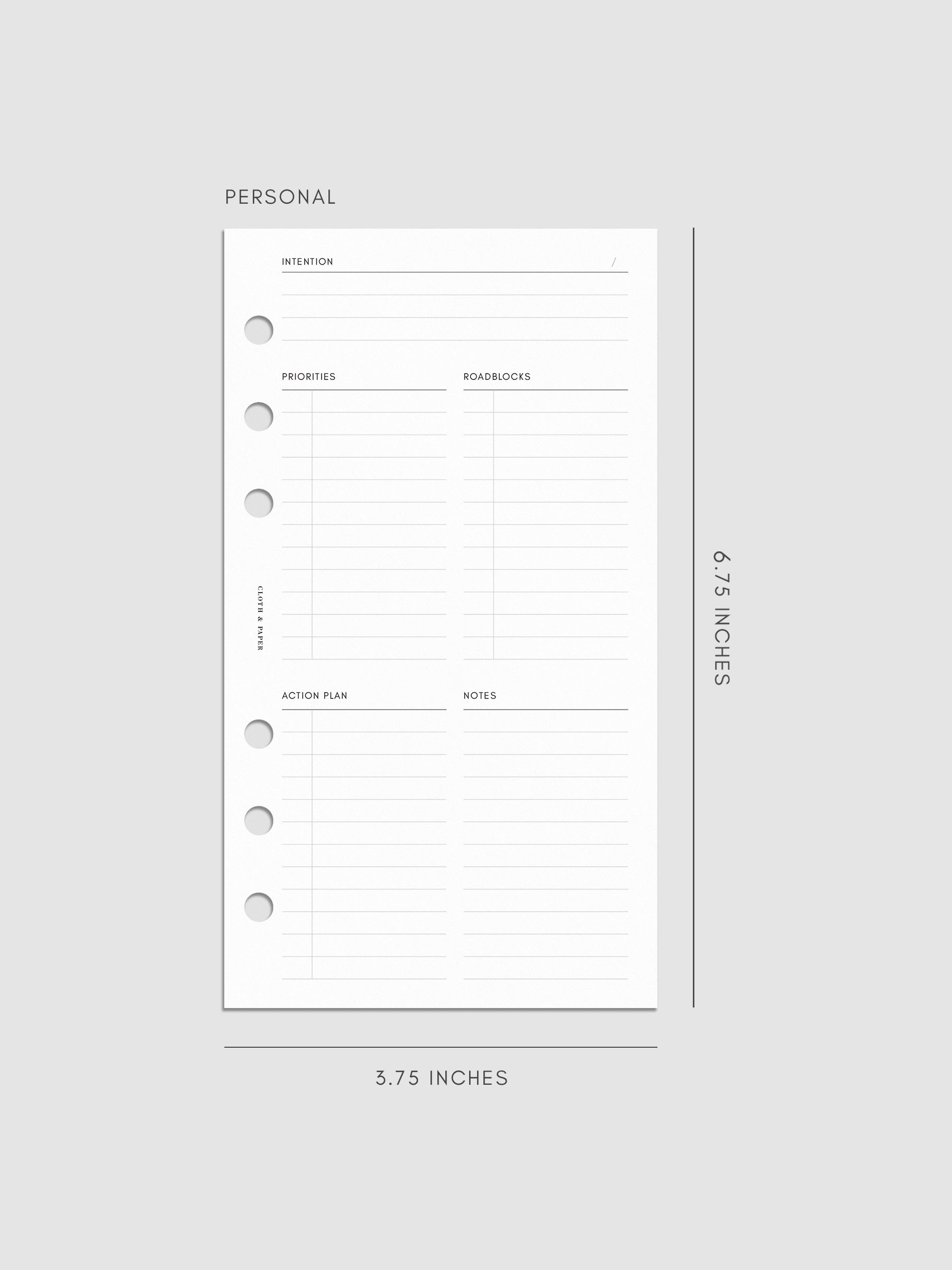 Daily Intention Planner Inserts | Personal