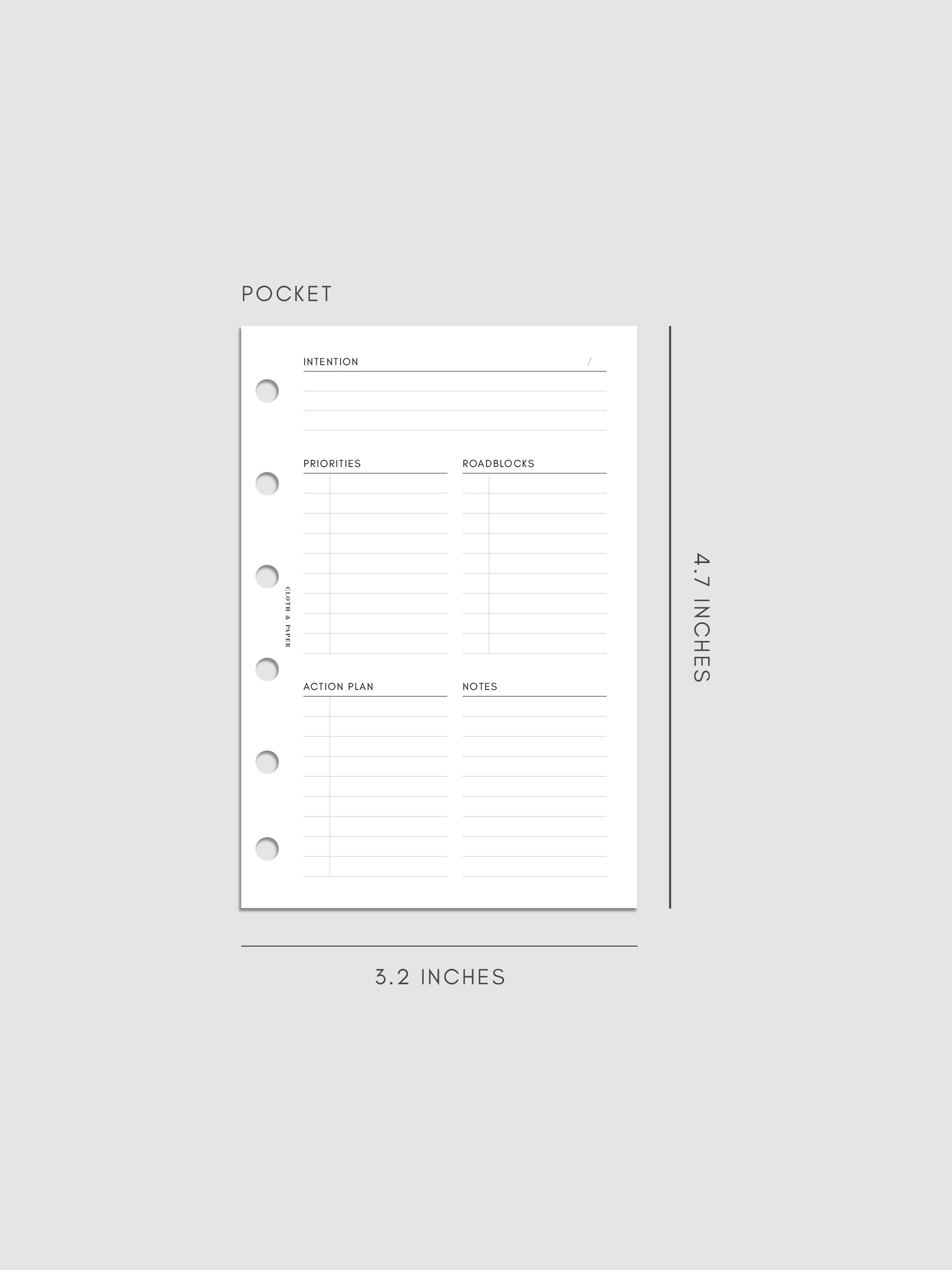 Daily Intention Planner Inserts | Pocket