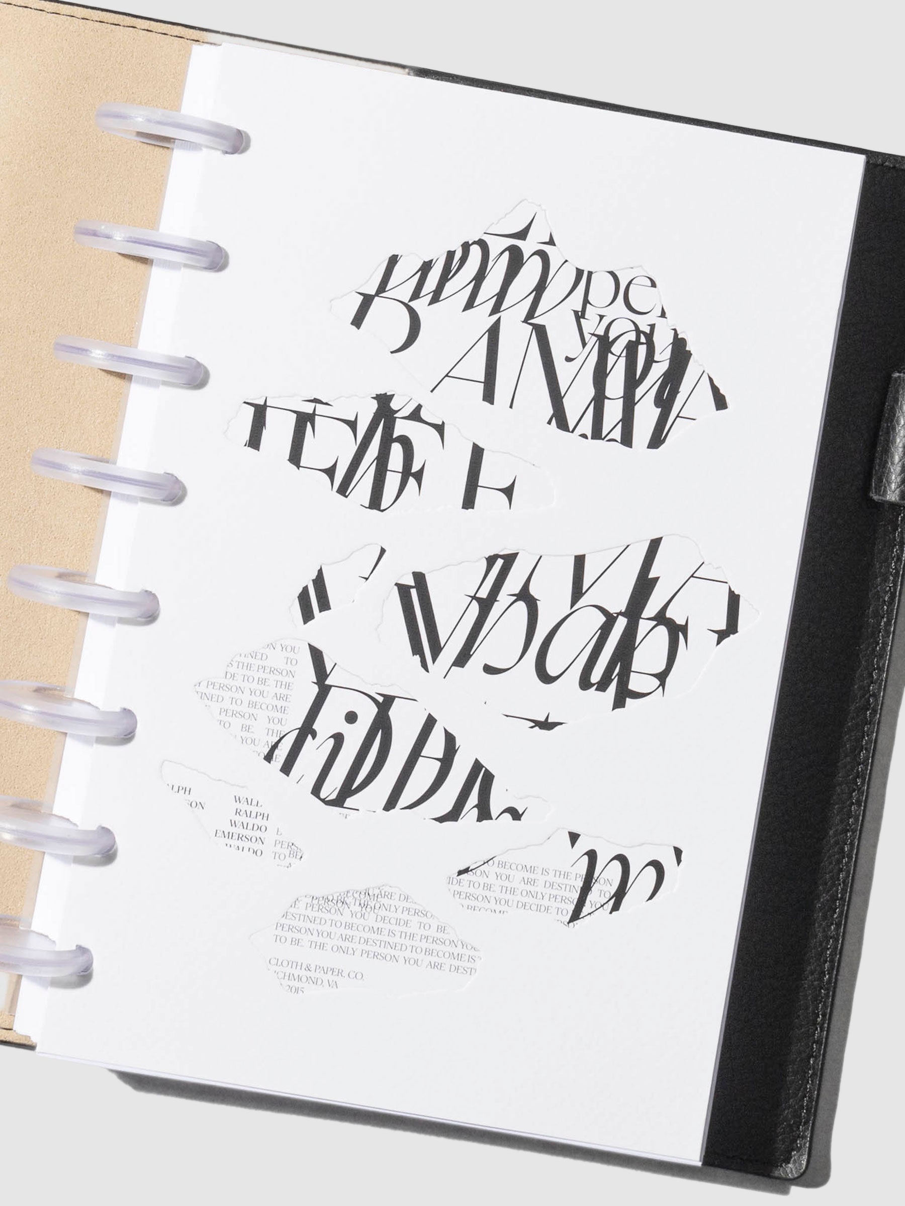 Dashboard in Half Letter shown inside a black leather folio on a neutral background.