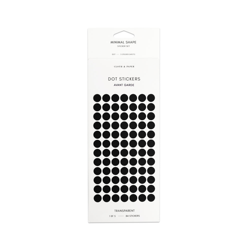 Avante Garde dot stickers in their packaging on a white background.