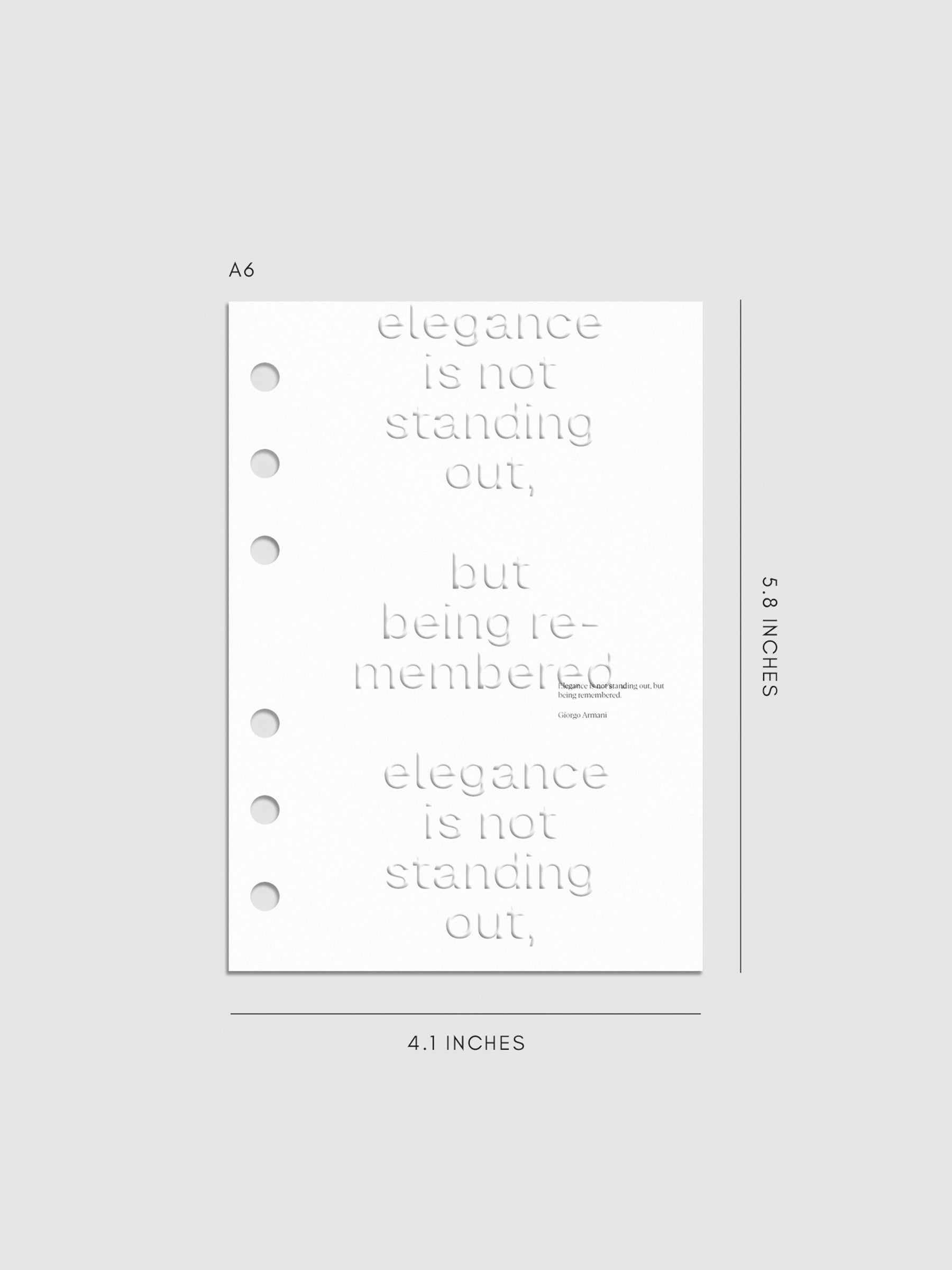 Digital mockup of the Elegance Dashboard in A6 size