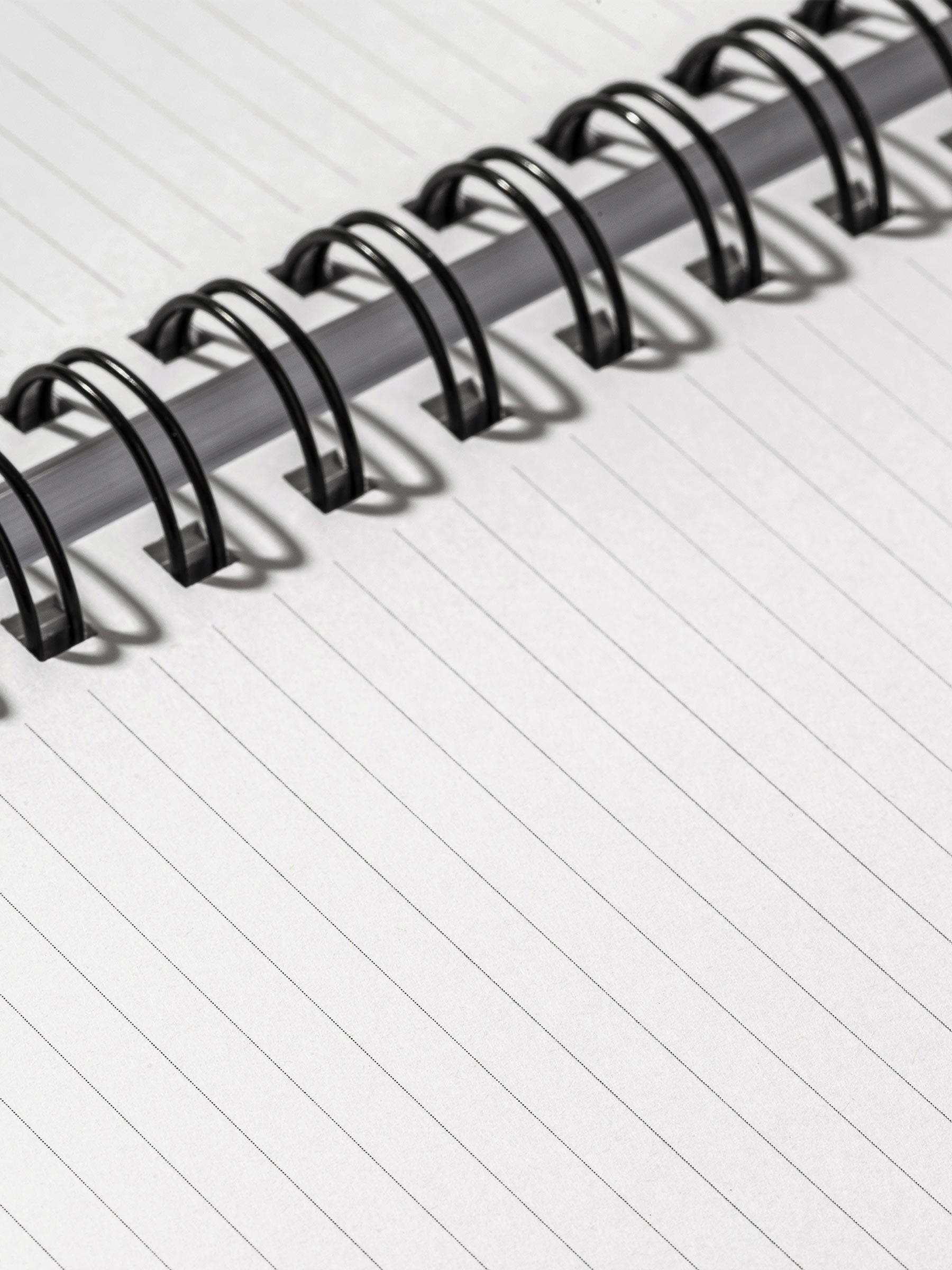 Closeup of lined paper inside Ash notebook.