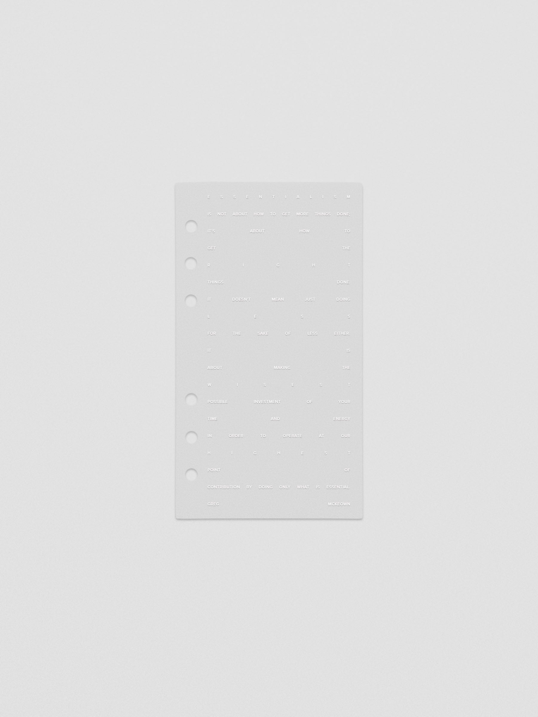 Essentialism Dashboard Duo reading "moins mai mieux" in size Personal; transparent layer only.