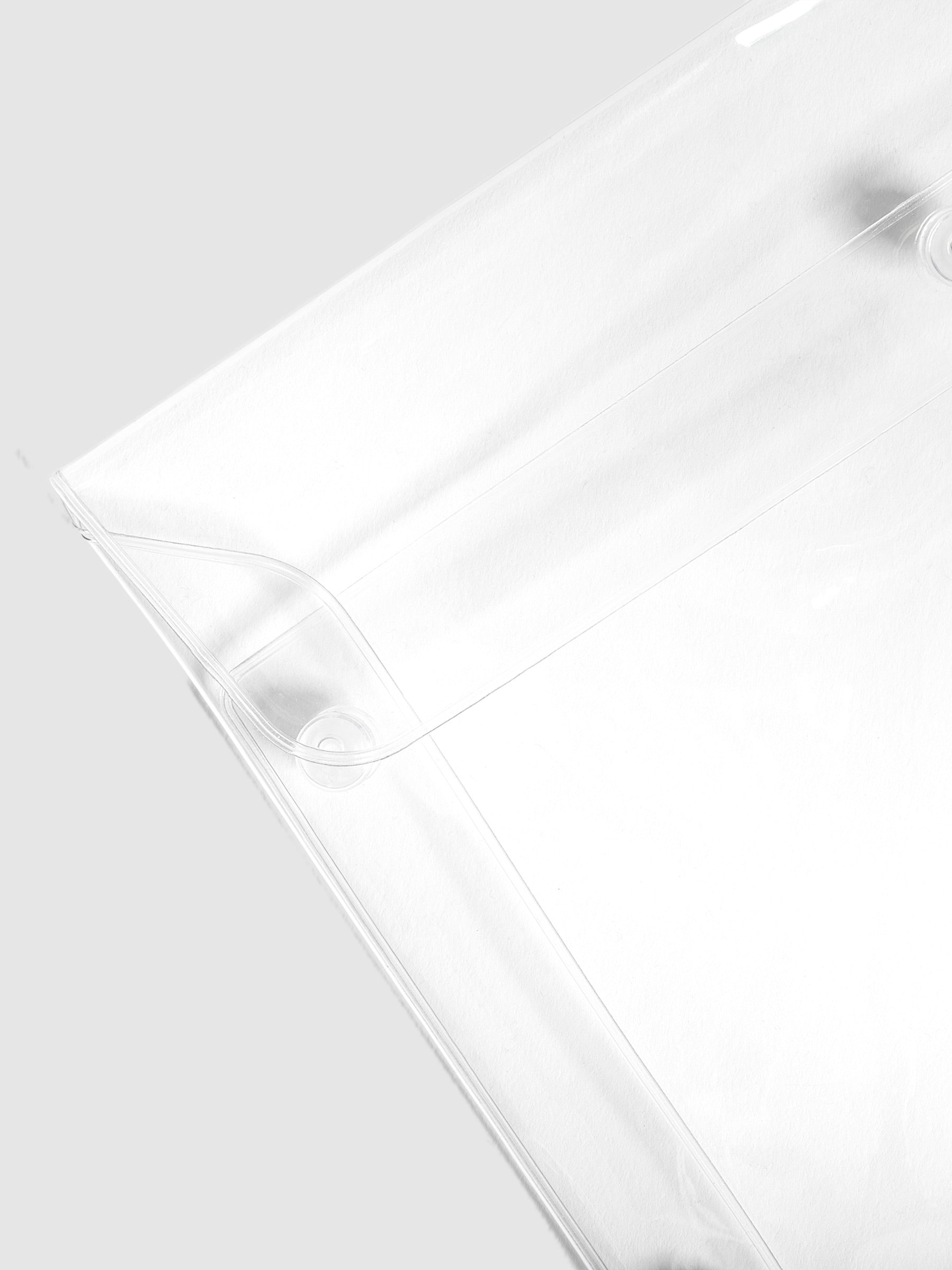 Close up of clear material of pouch.