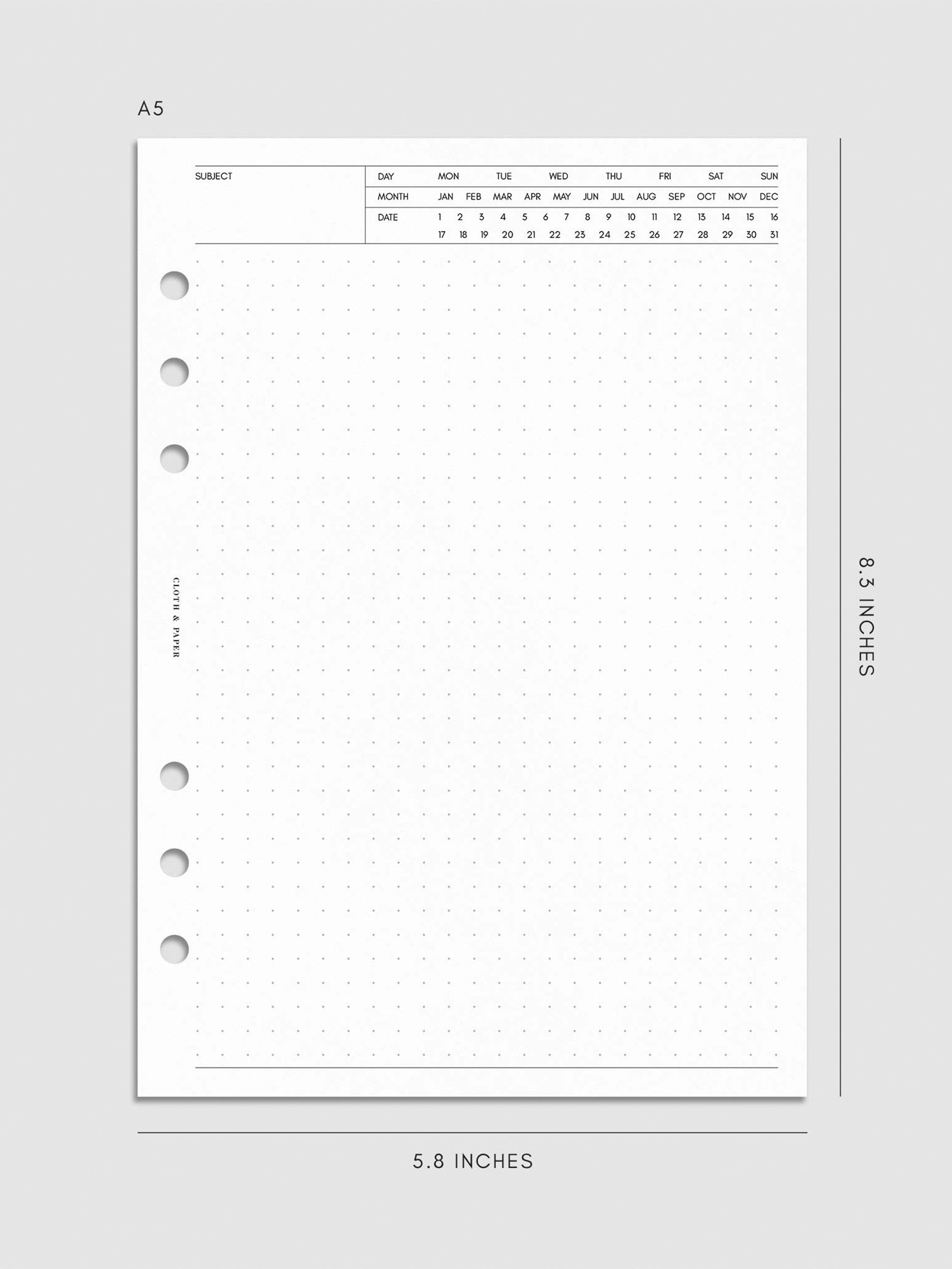 Digital mockup of insert in A5.