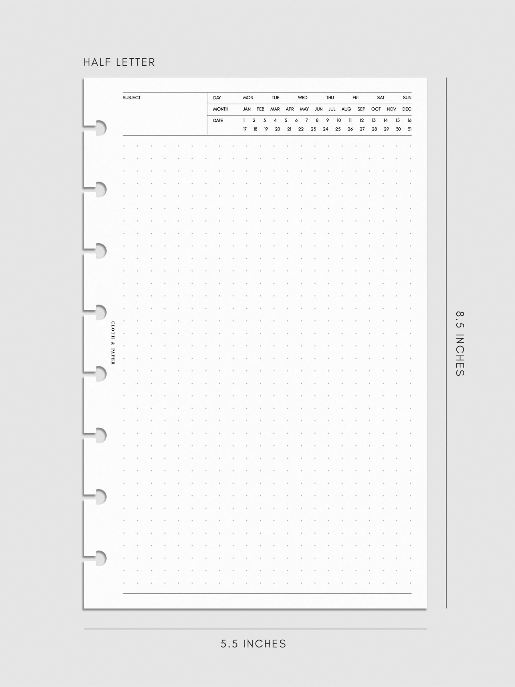 Digital mockup of insert in Half Letter.