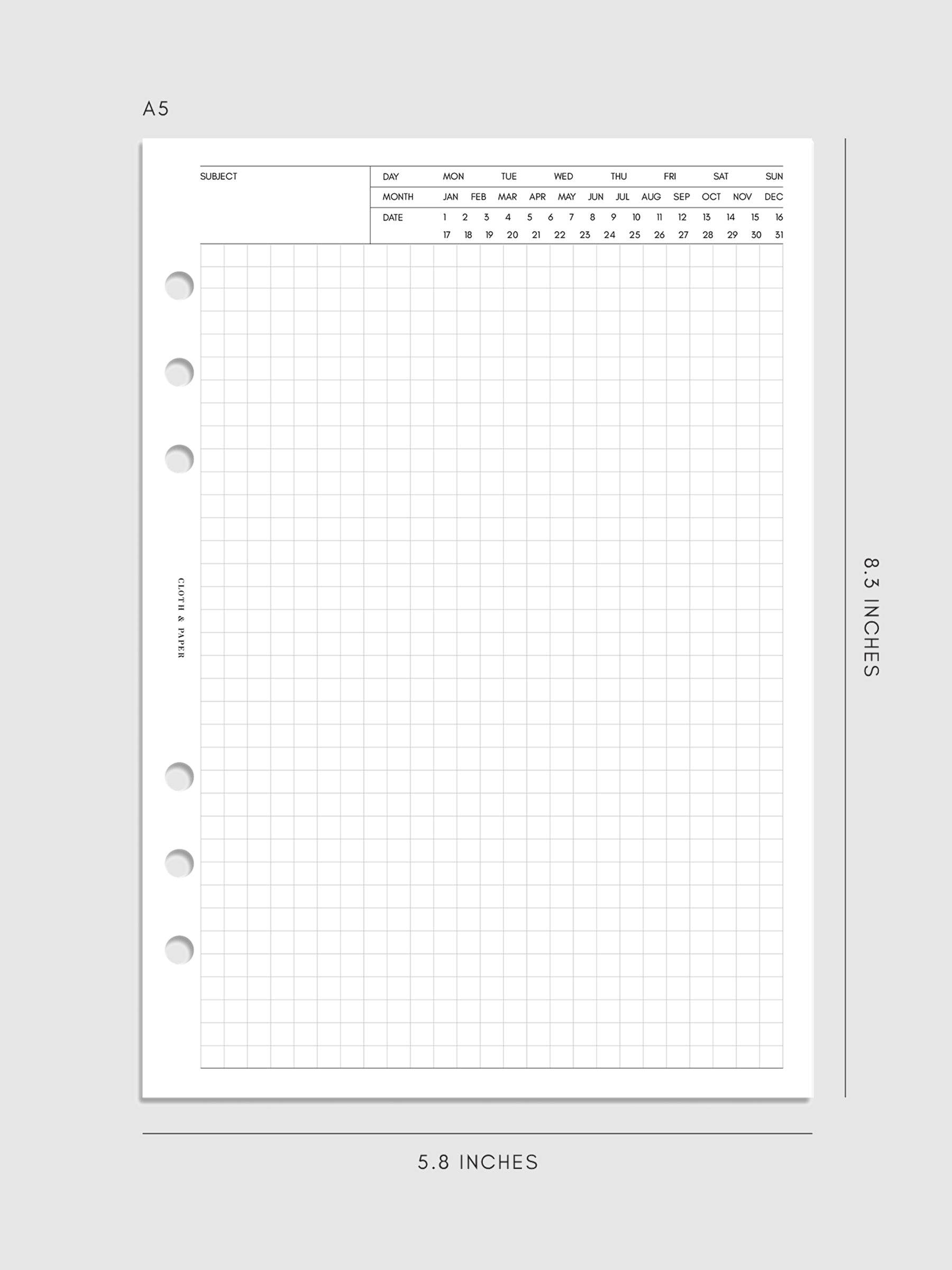 Executive Note Inserts | Graph Paper A5