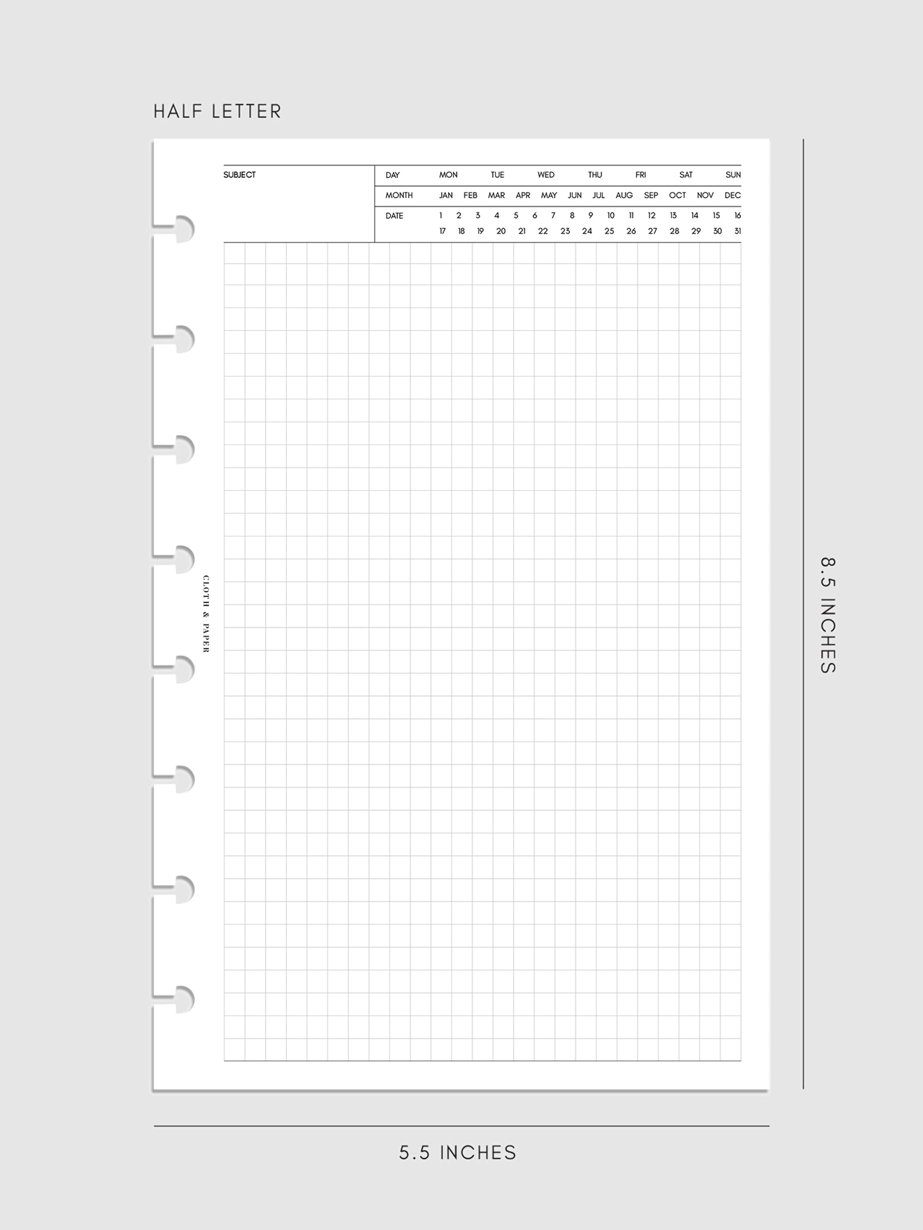 Executive Note Inserts | Graph Paper Half letter