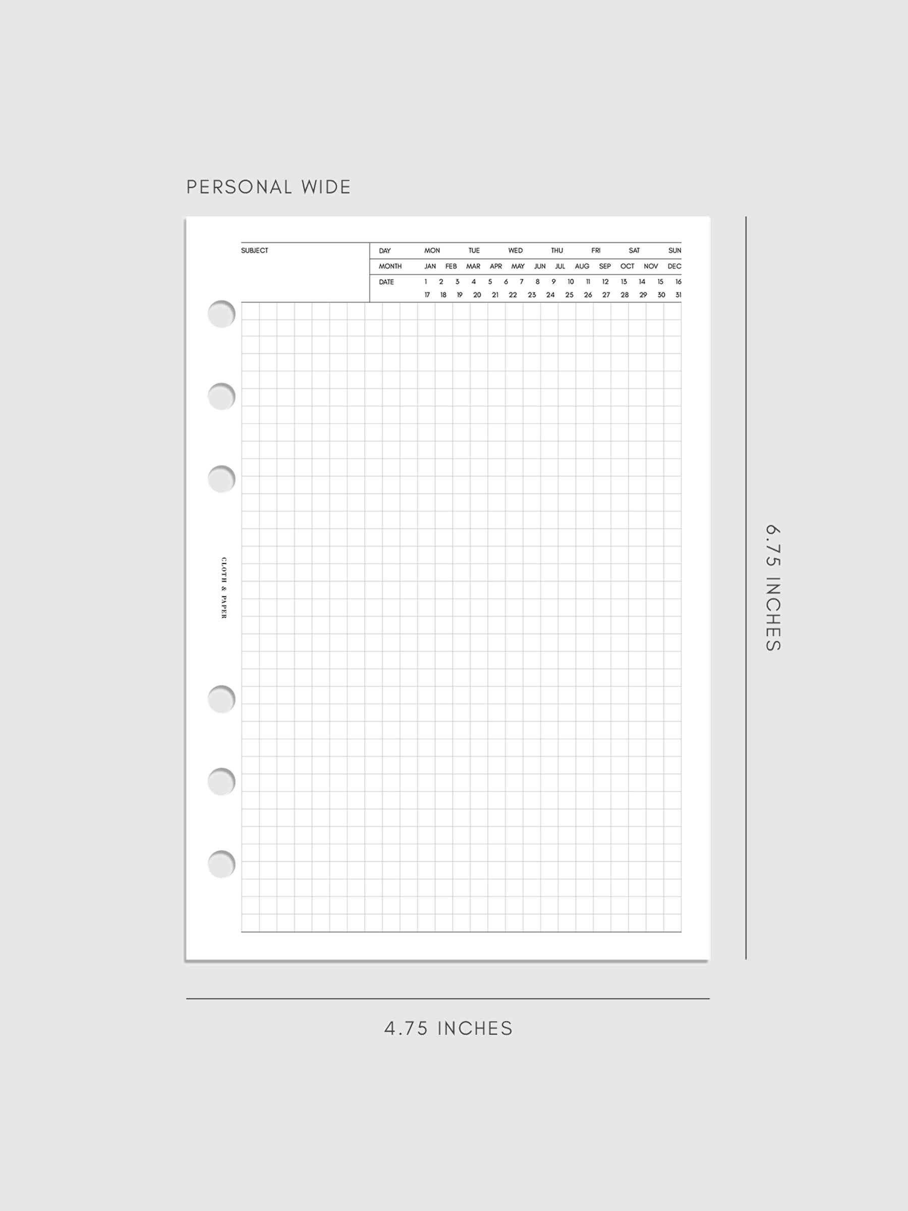 Executive Note Inserts | Graph Paper personal wide
