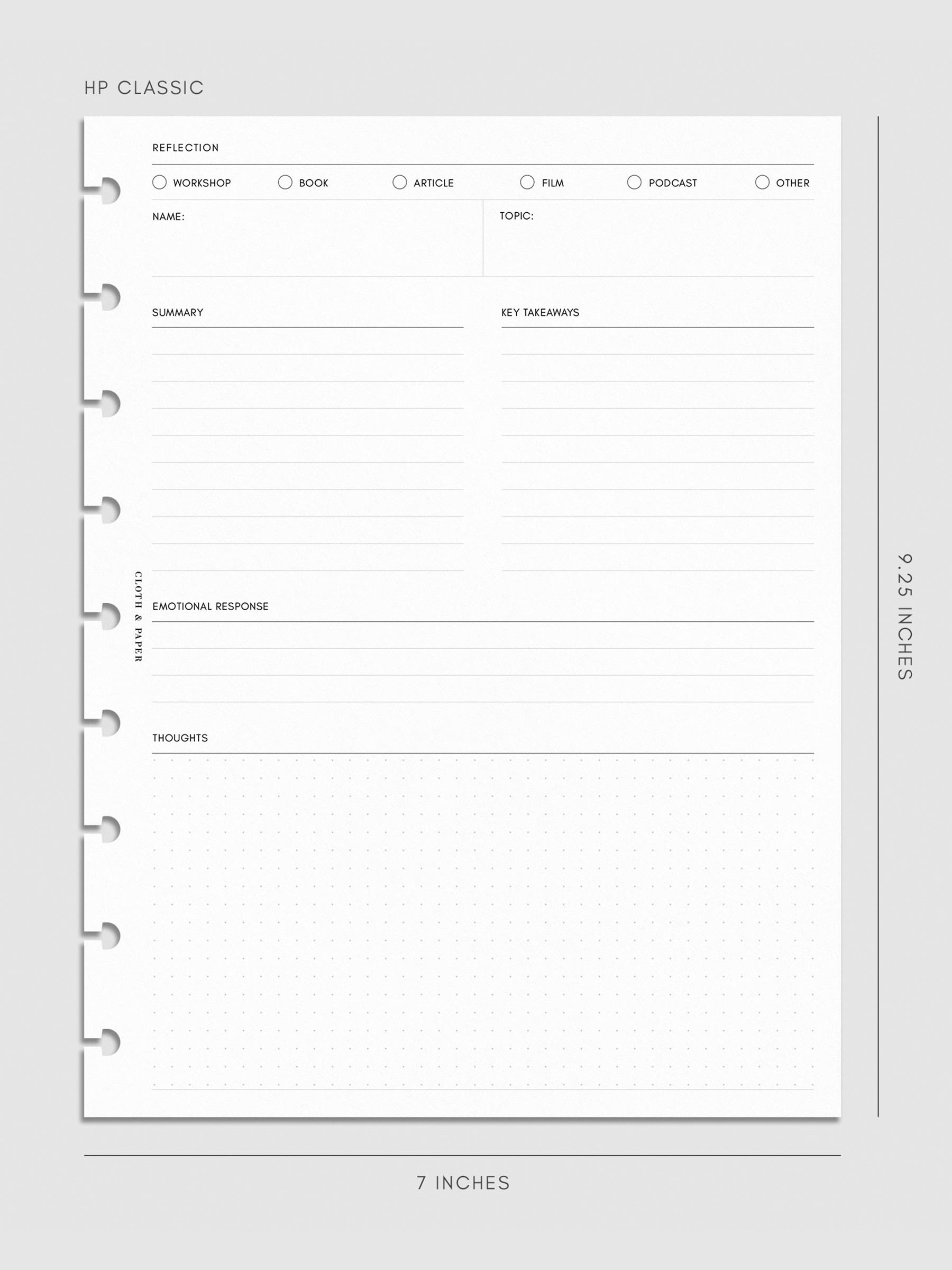 Digital mockup of insert sized HP Classic.