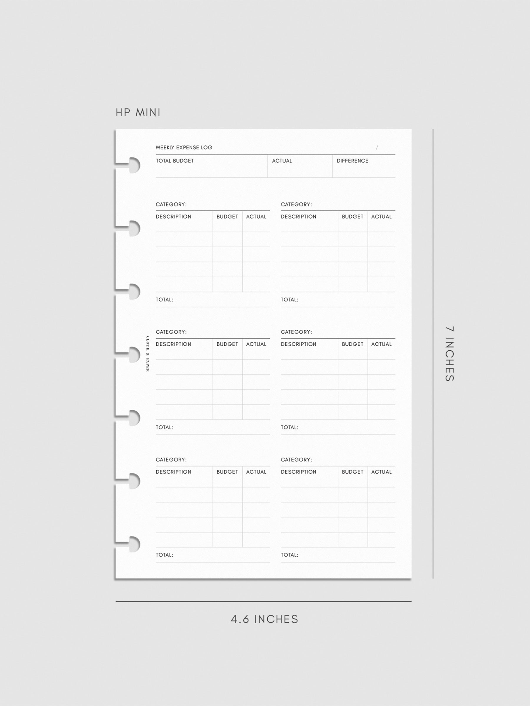Digital mockup of the Financial Planning Insert | Second Edition. Size shown is HP Mini.