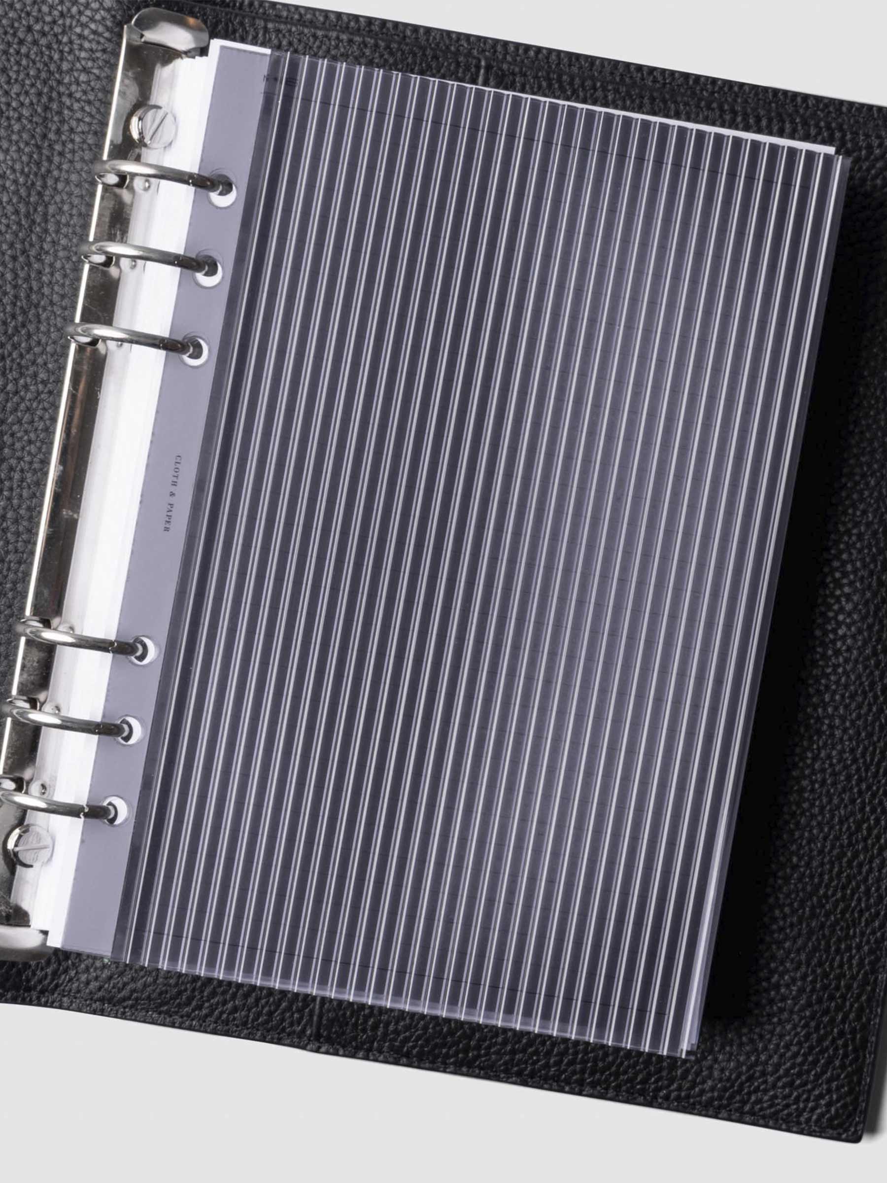 Dashboard displayed in an agenda on a neutral background. Size shown is A5.