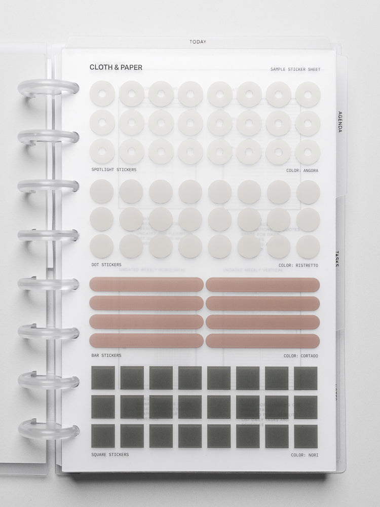 Close up of the Today top tab divider in the Forma Modular Planner System.