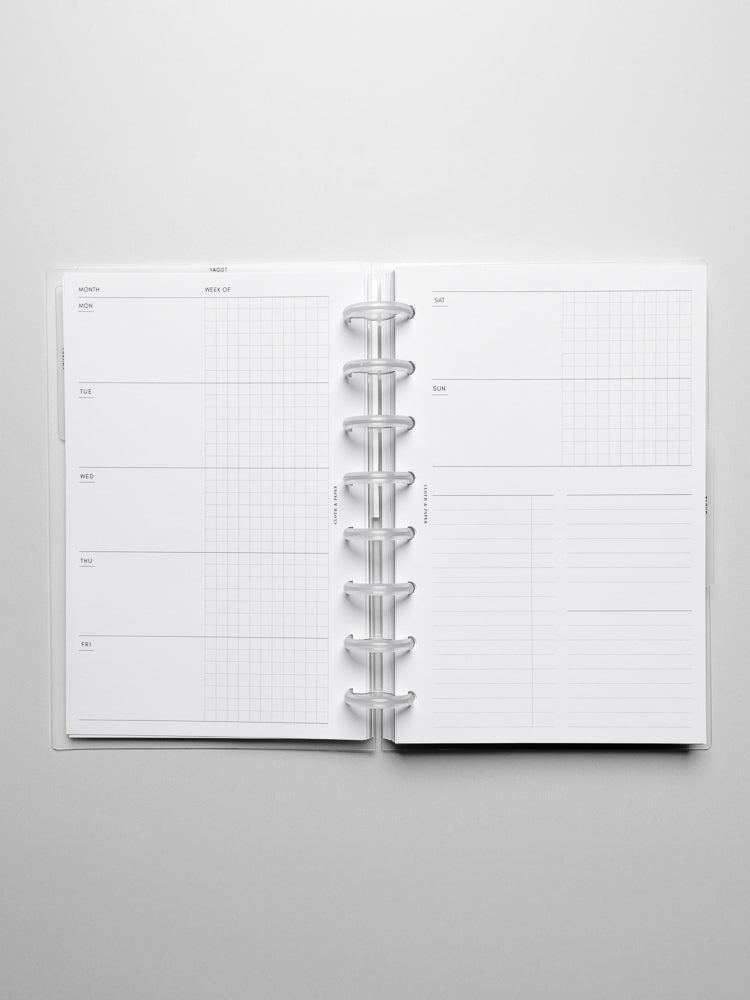 Daily Schedule Planner Inserts and Lined Notes Inserts in the size Half Letter.